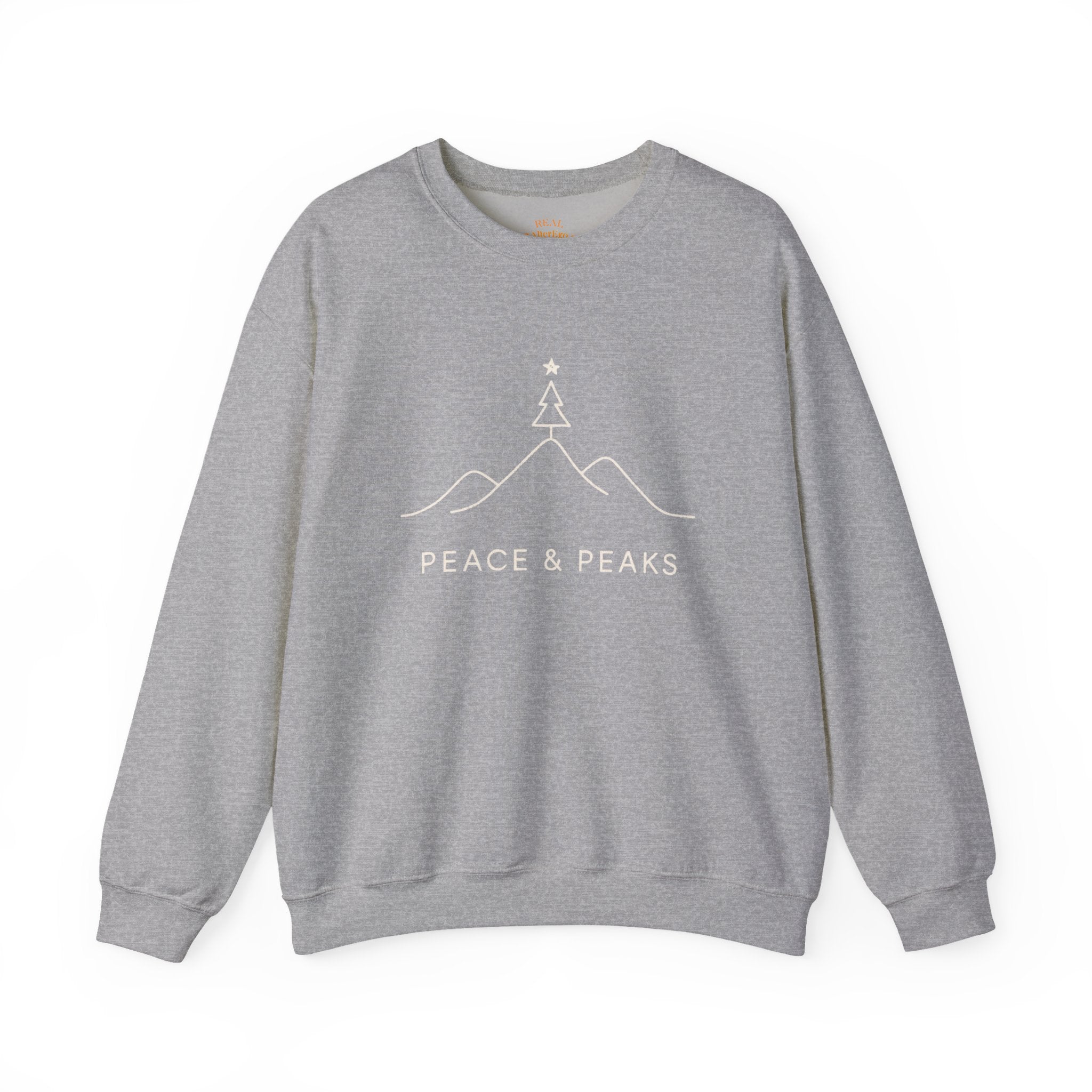 Peace & Peaks Sweatshirt — Minimal Mountain Christmas Crewneck