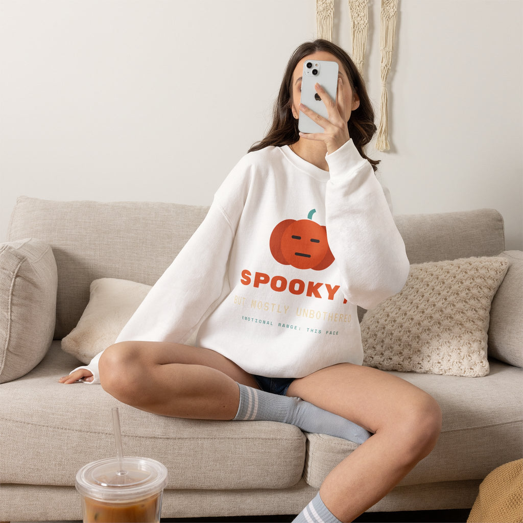 Spooky Pumpkin Crewneck Sweatshirt - Cute Minimal Halloween Pullover