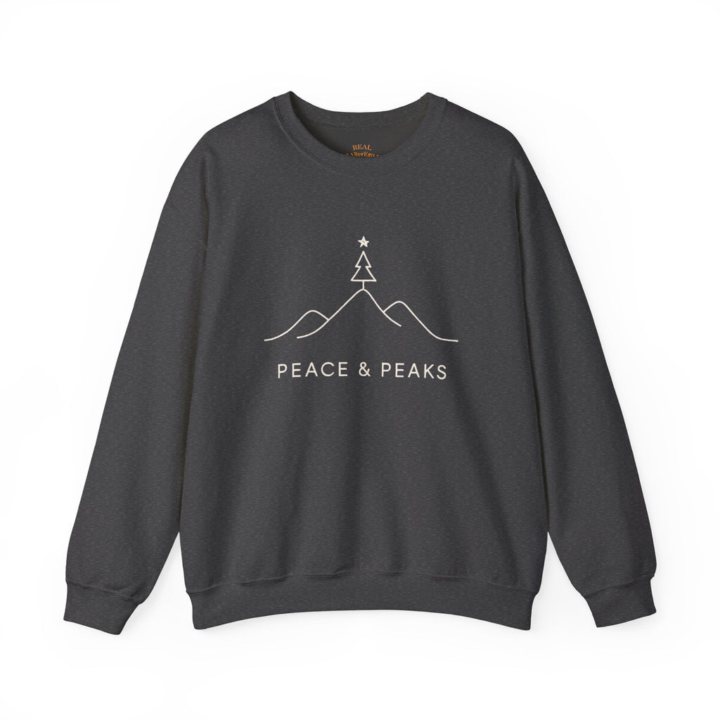 Peace & Peaks Sweatshirt — Minimal Mountain Christmas Crewneck