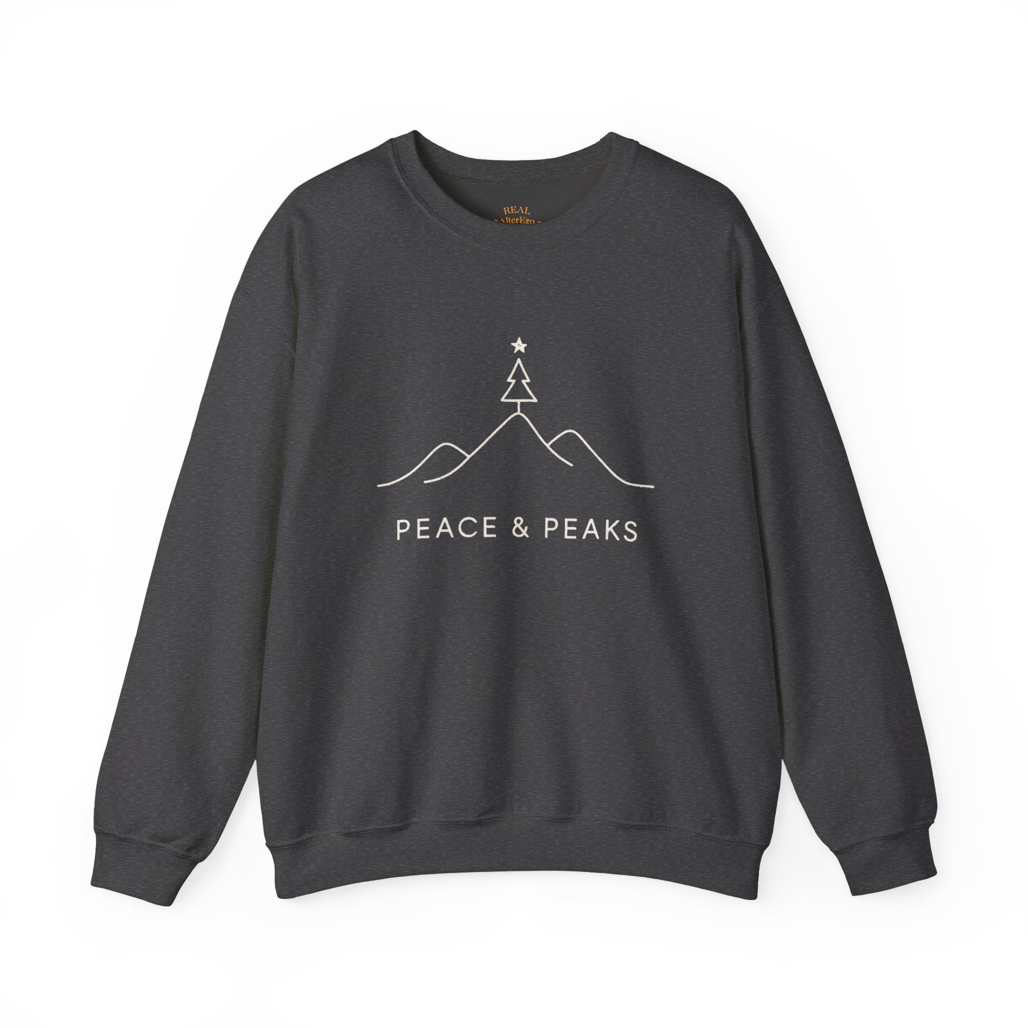 Peace & Peaks Sweatshirt — Minimal Mountain Christmas Crewneck