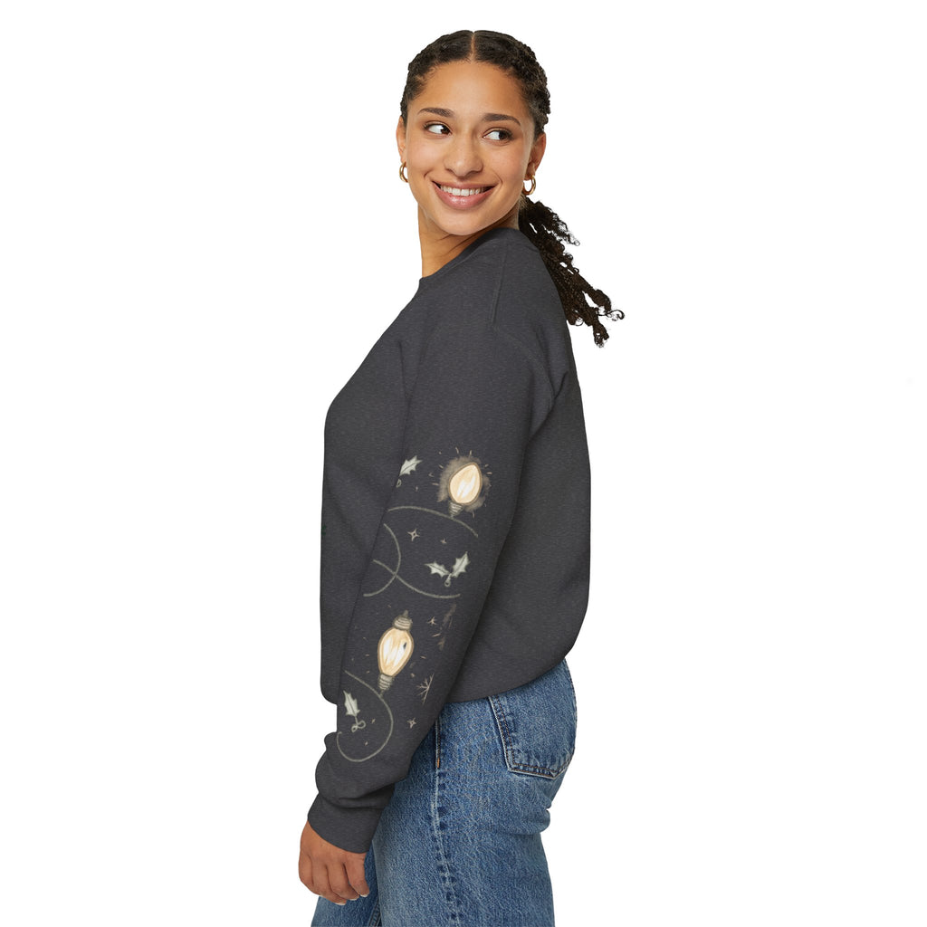 Christmas Lights Sleeve Crewneck Sweatshirt — Holiday Light-Up Sleeve Design