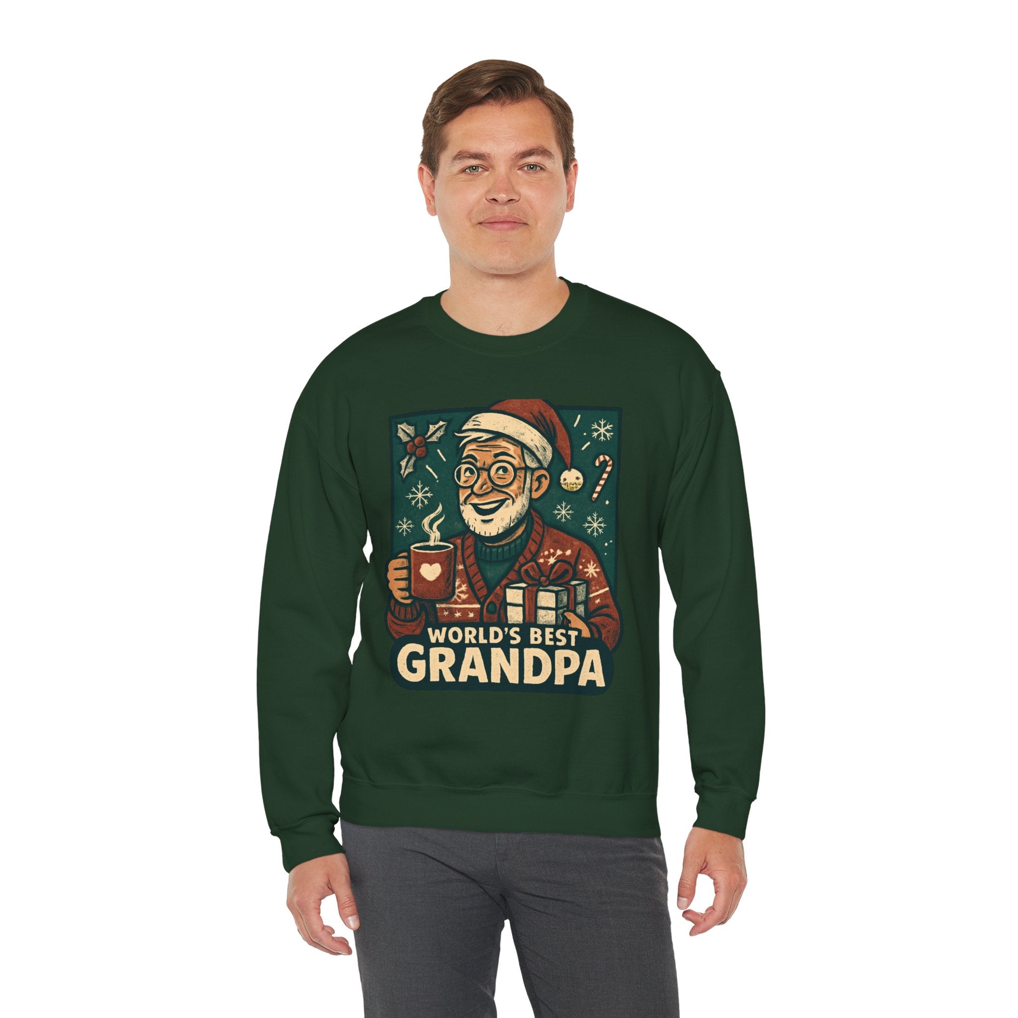 World’s Best Grandpa Christmas Sweatshirt — Cozy Holiday Grandpa Gift