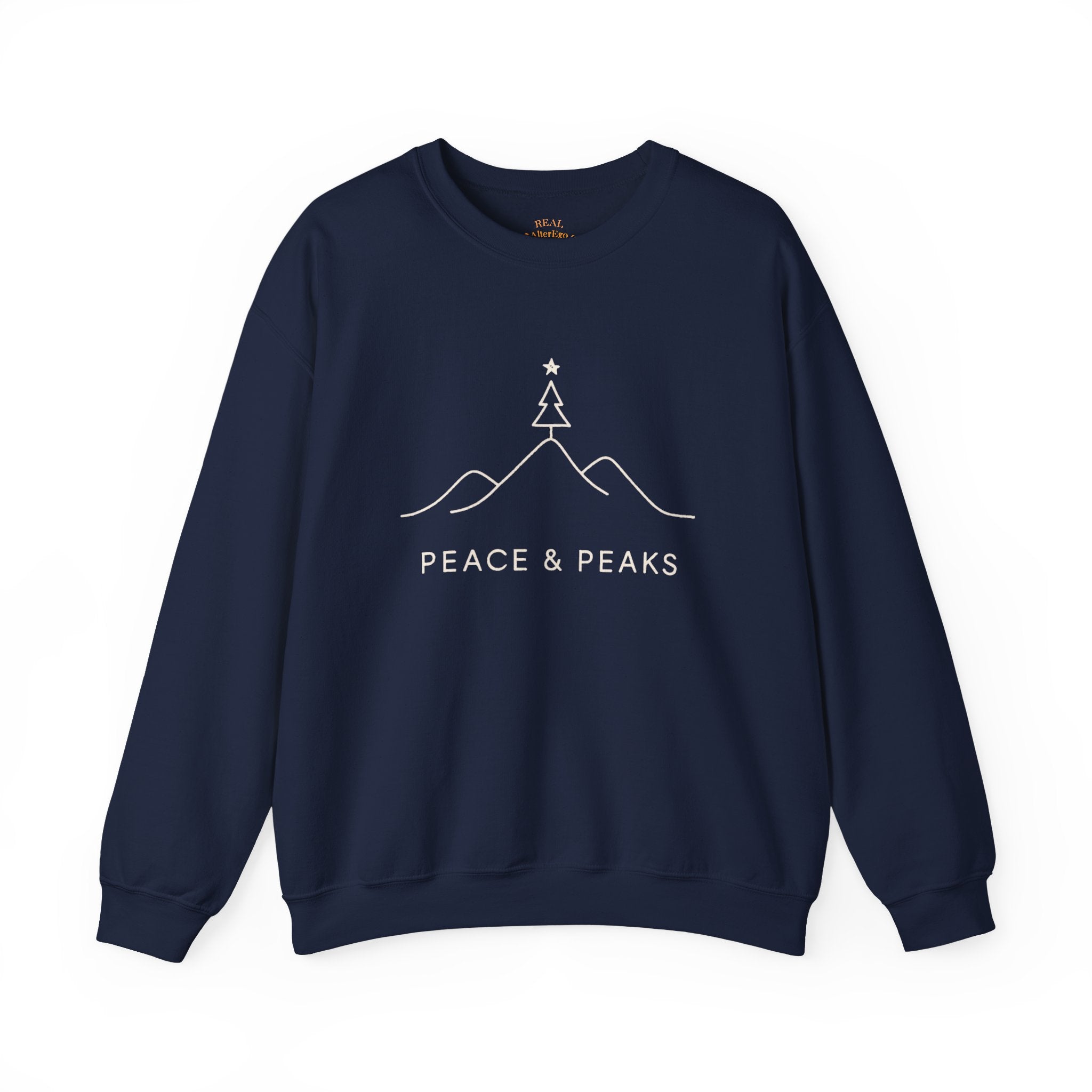 Peace & Peaks Sweatshirt — Minimal Mountain Christmas Crewneck