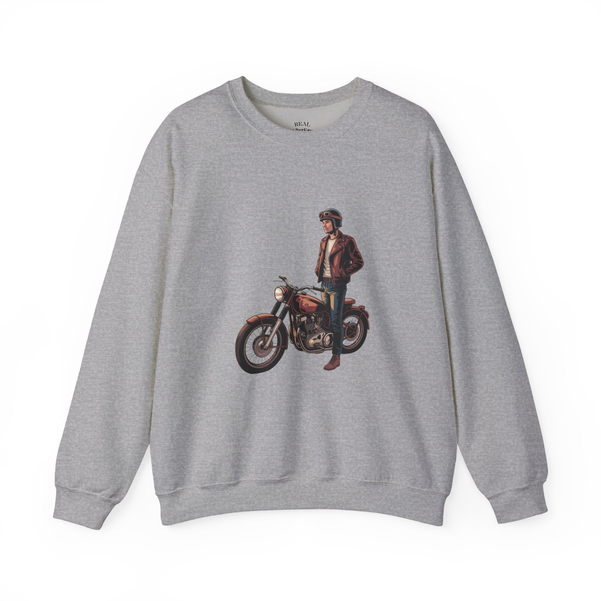 Vintage Motorcycle Rider Crewneck Sweatshirt – Retro Biker Graphic