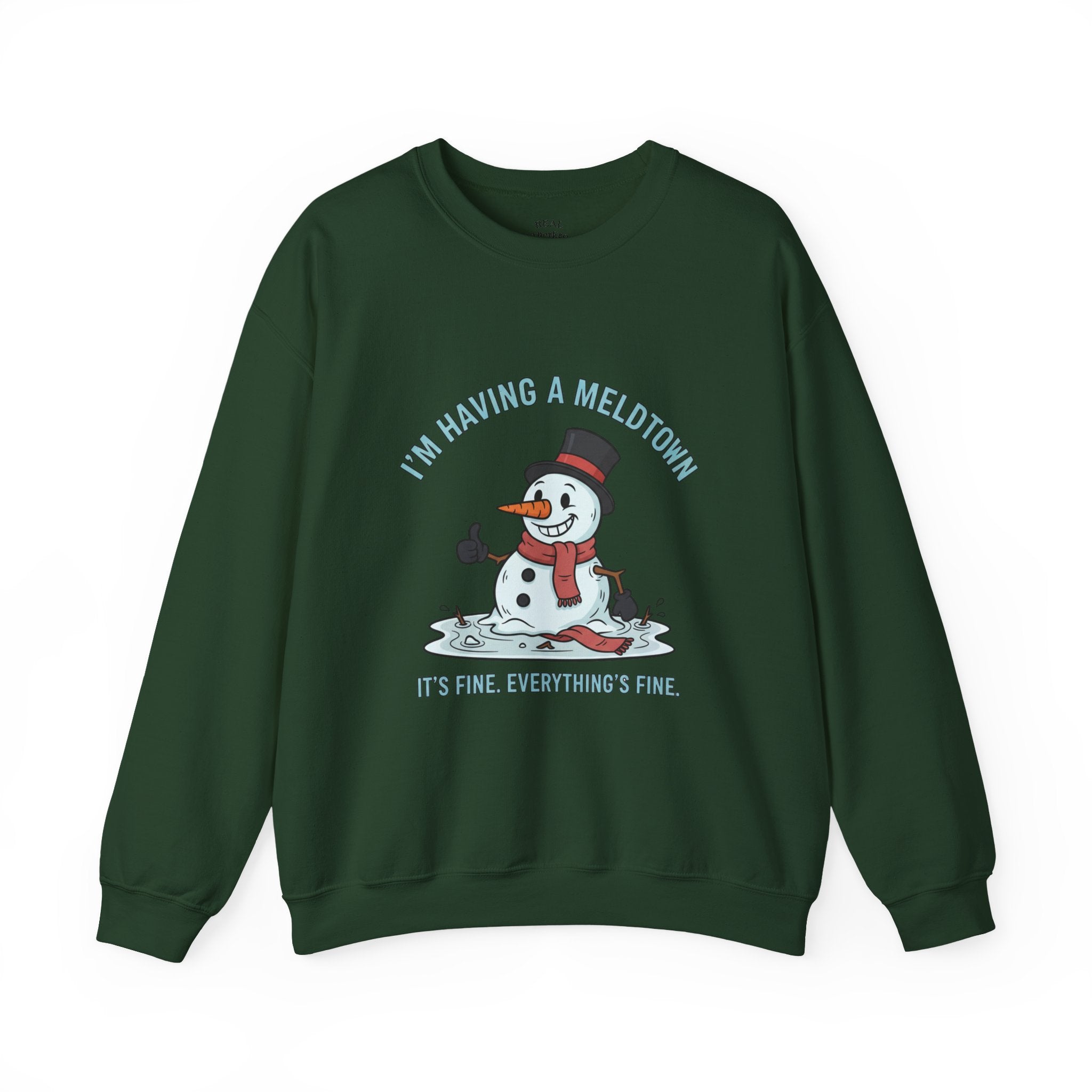 Melted Snowman Crewneck Sweatshirt  "I'm Having a Meltdown" Funny Holiday Sweater