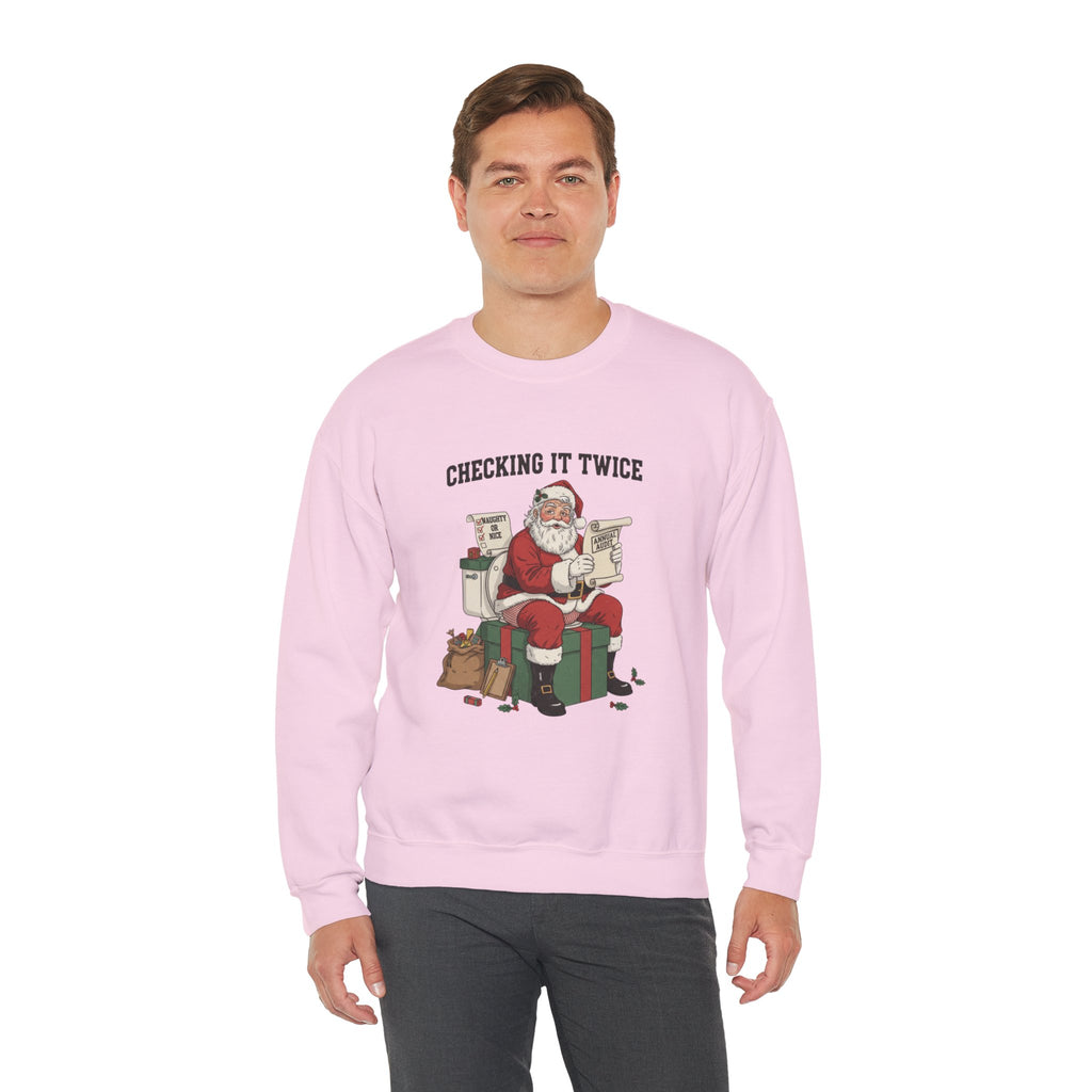 Christmas Sweatshirt - "Checking It Twice" Santa Crewneck