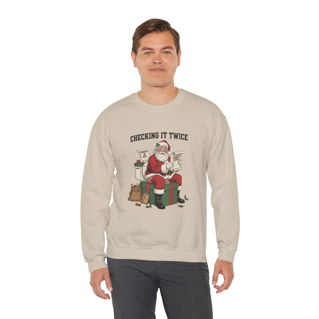 Christmas Sweatshirt - "Checking It Twice" Santa Crewneck