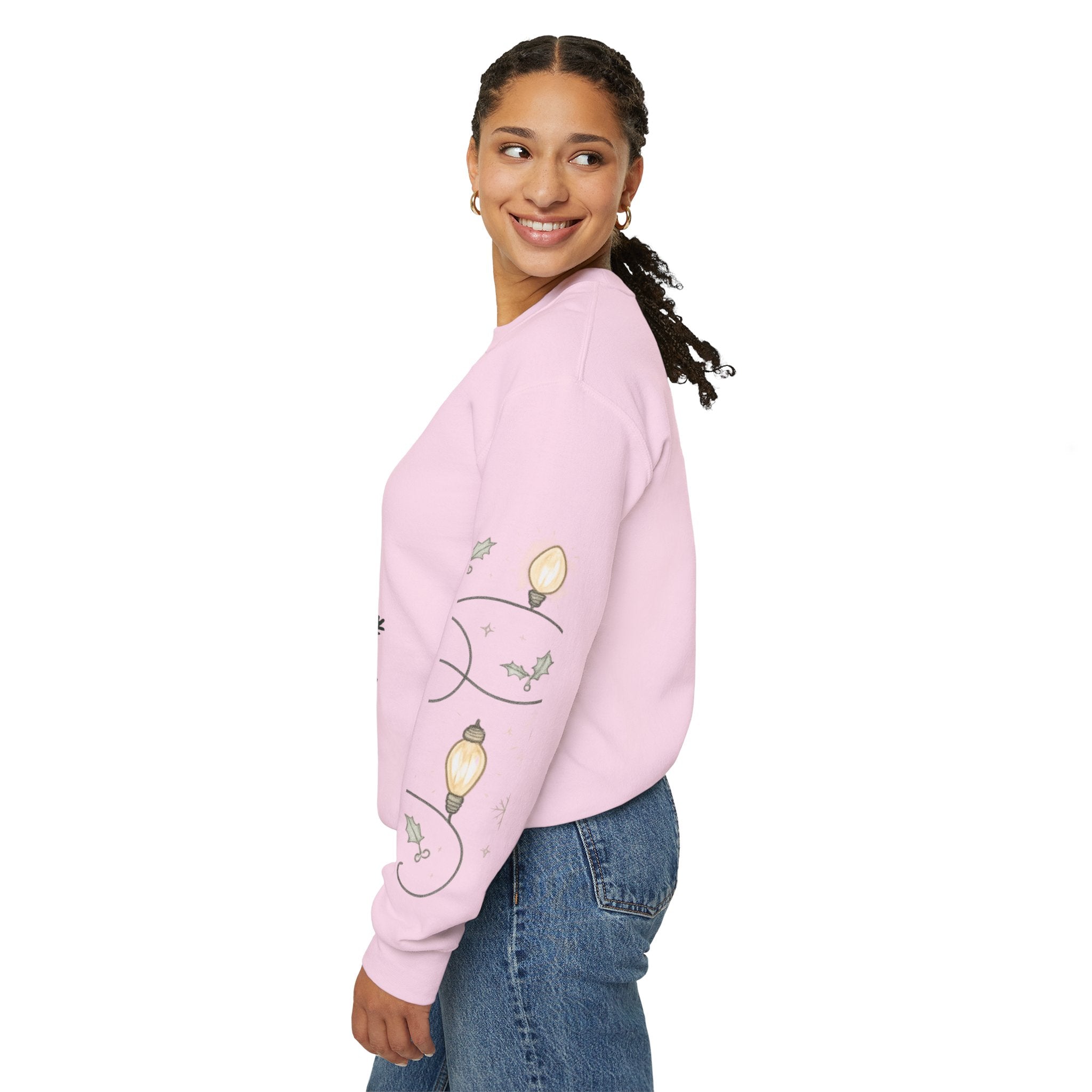 Christmas Lights Sleeve Crewneck Sweatshirt — Holiday Light-Up Sleeve Design