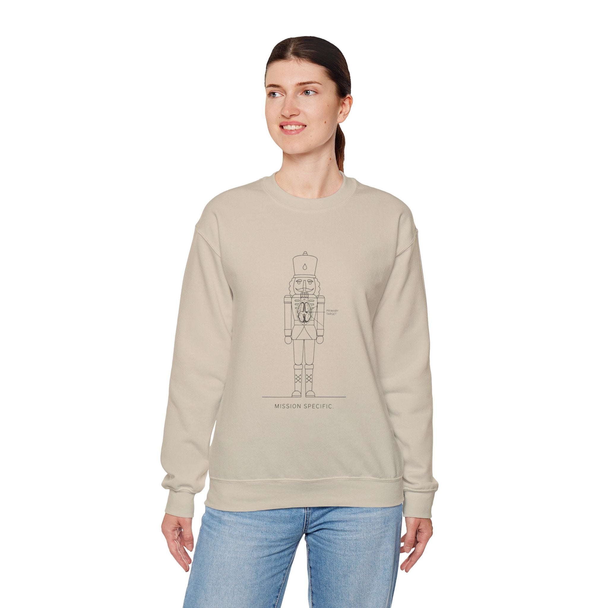 Nutcracker Blueprint Crewneck Sweatshirt — Minimal Holiday Nutcracker Design
