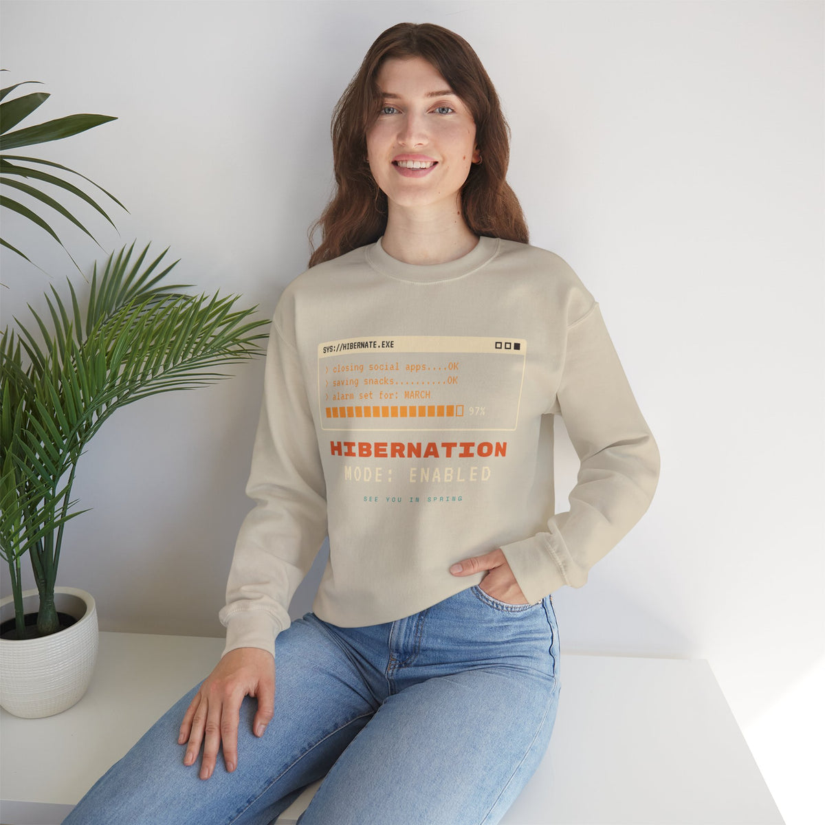 Hibernation Crewneck Sweatshirt - Cozy Winter Sleep Mode Pullover