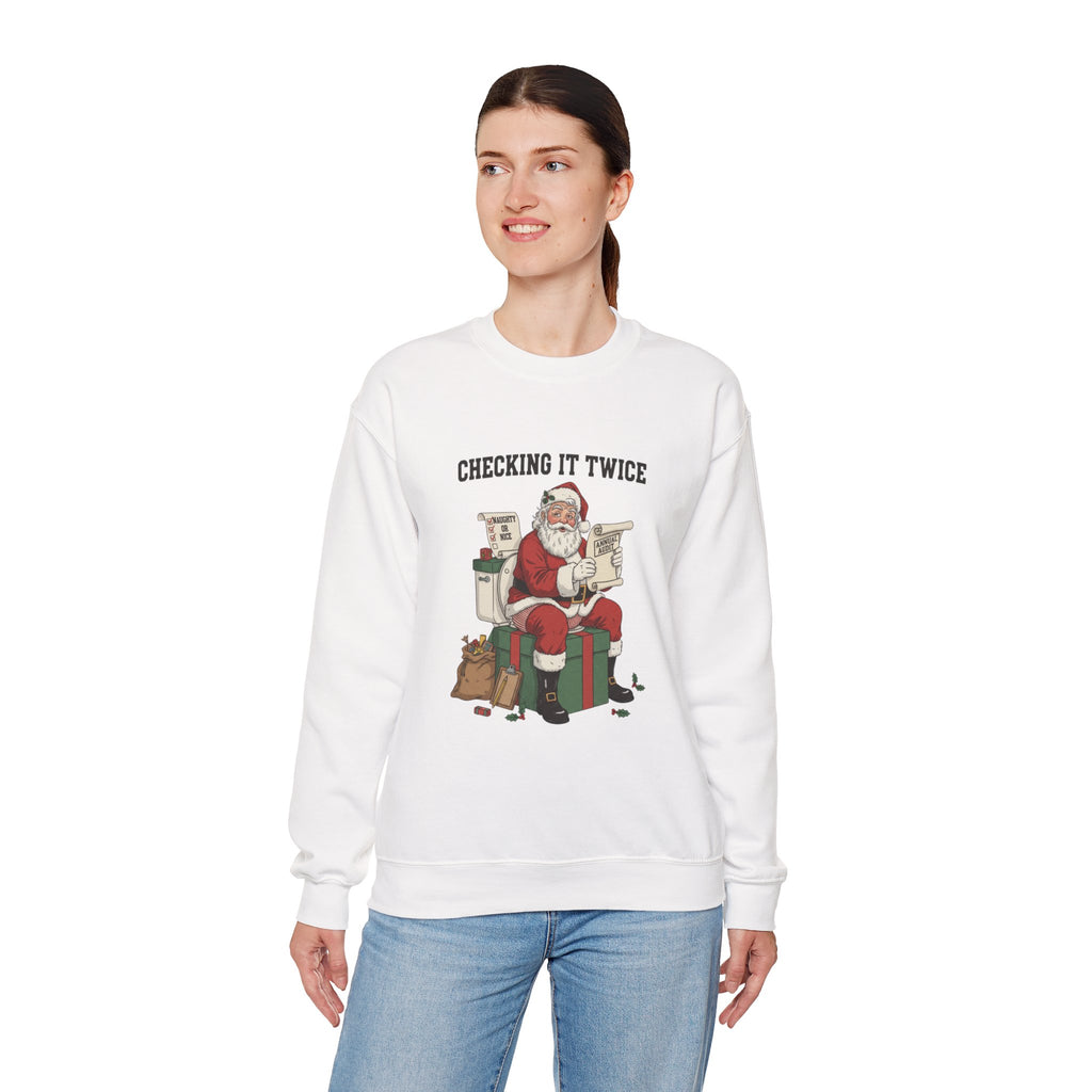Christmas Sweatshirt - "Checking It Twice" Santa Crewneck