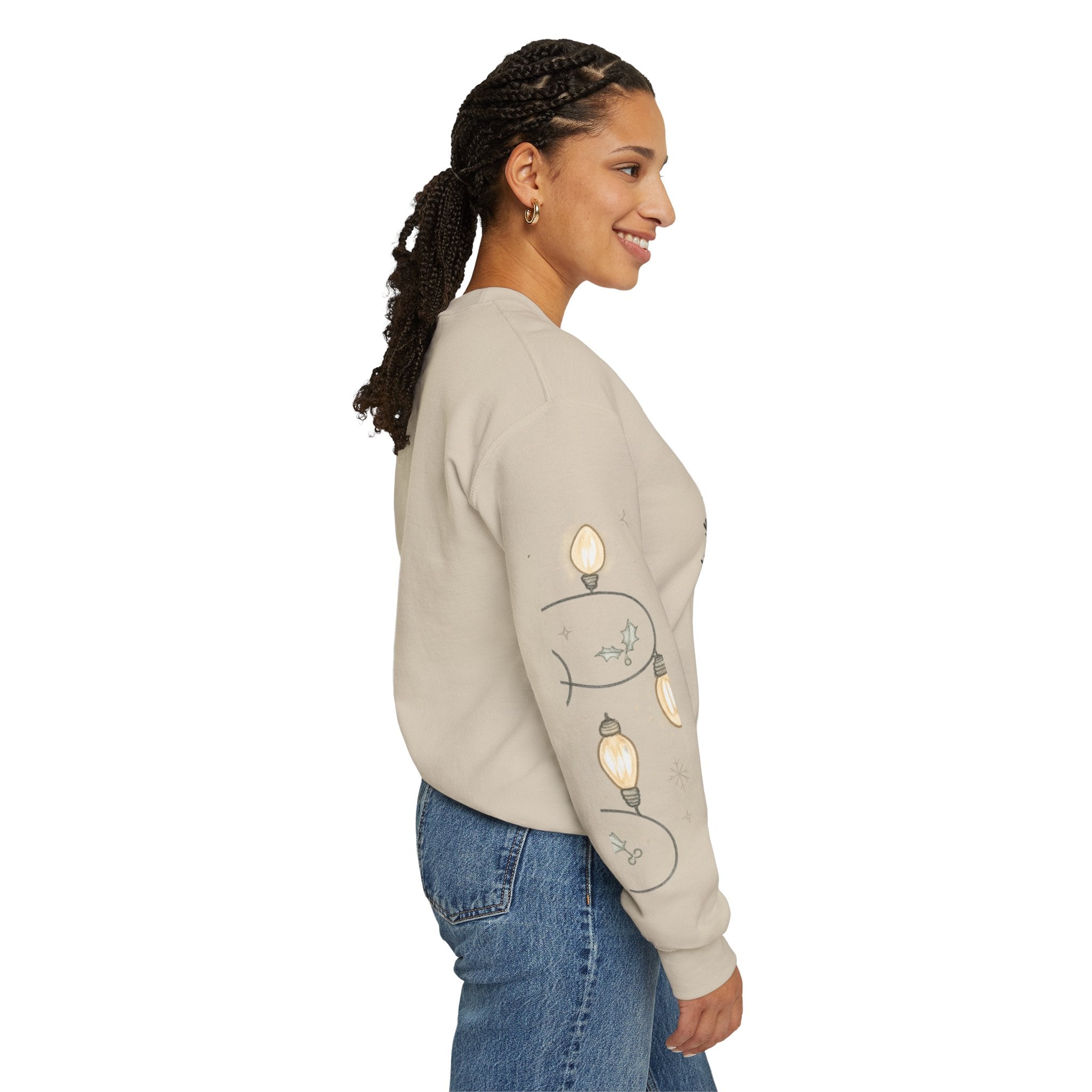 Christmas Lights Sleeve Crewneck Sweatshirt — Holiday Light-Up Sleeve Design