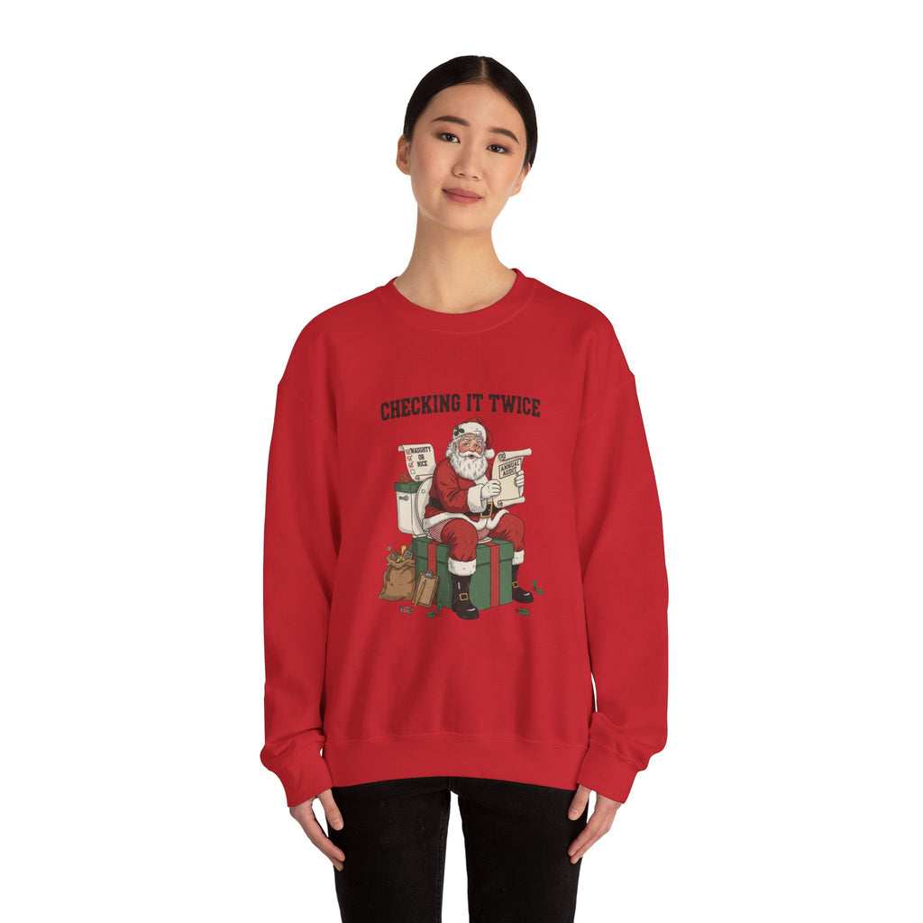 Christmas Sweatshirt - "Checking It Twice" Santa Crewneck