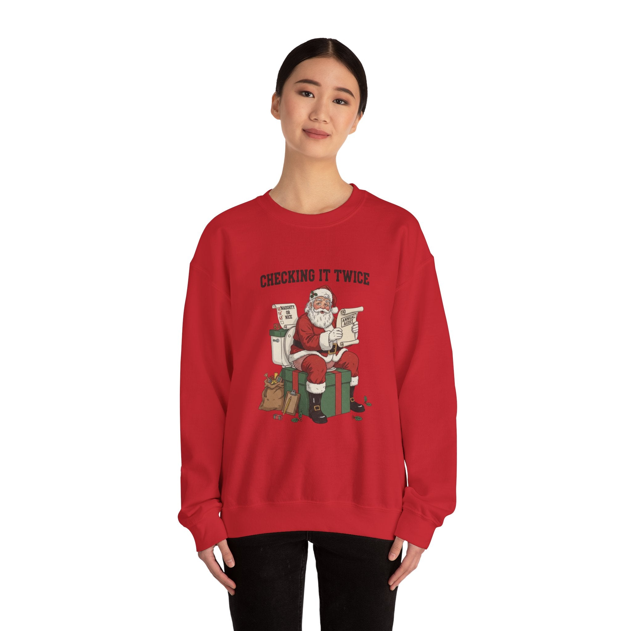 Christmas Sweatshirt - "Checking It Twice" Santa Crewneck