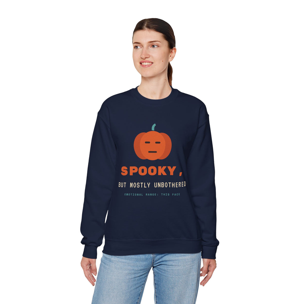 Spooky Pumpkin Crewneck Sweatshirt - Cute Minimal Halloween Pullover