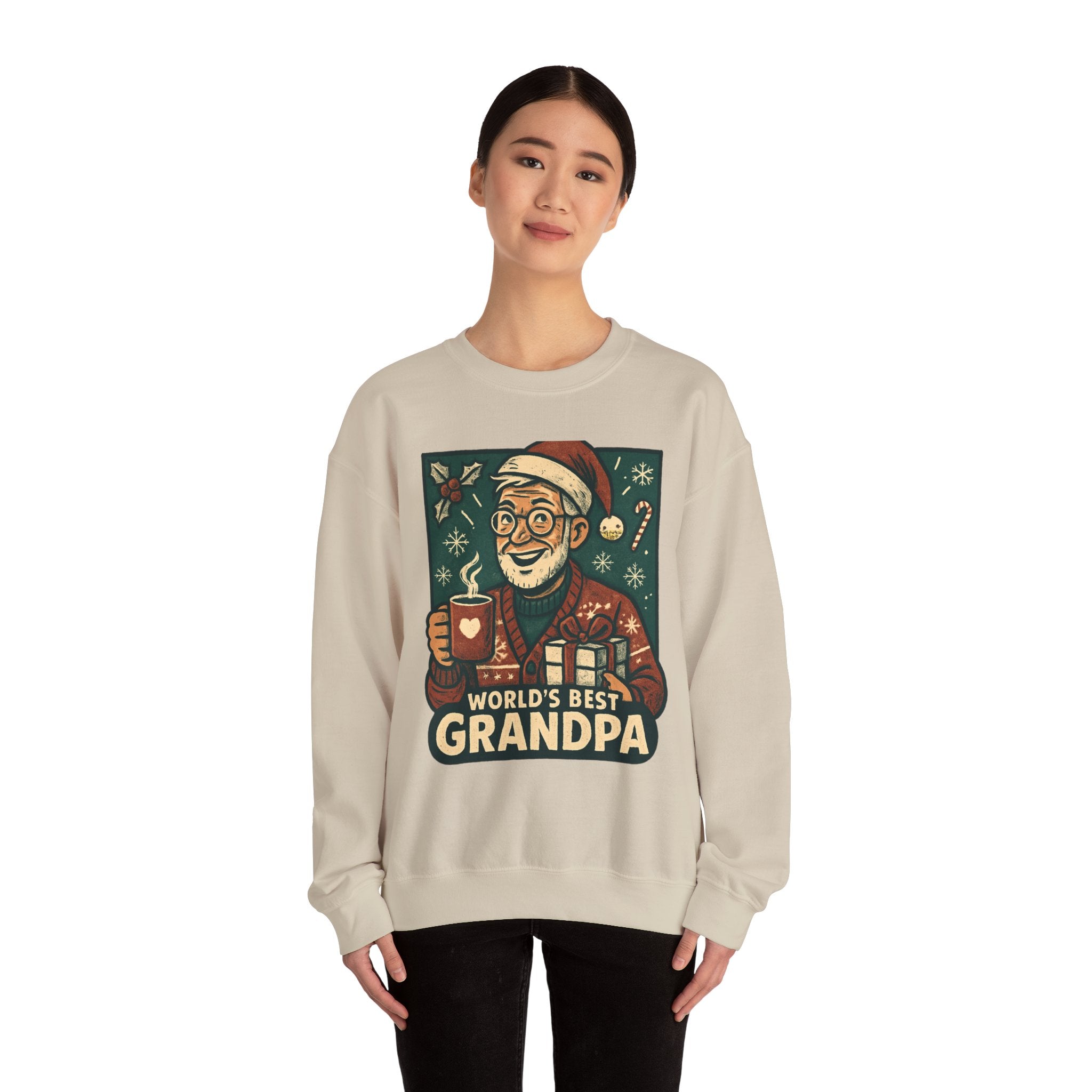 World’s Best Grandpa Christmas Sweatshirt — Cozy Holiday Grandpa Gift