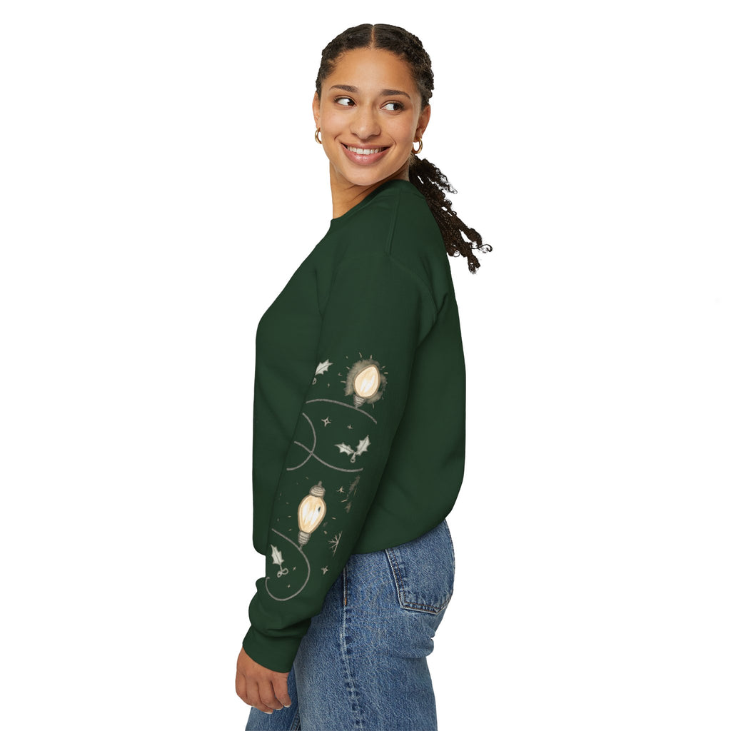 Christmas Lights Sleeve Crewneck Sweatshirt — Holiday Light-Up Sleeve Design