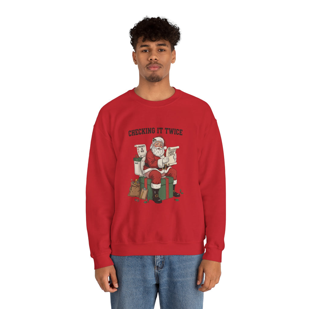 Christmas Sweatshirt - "Checking It Twice" Santa Crewneck