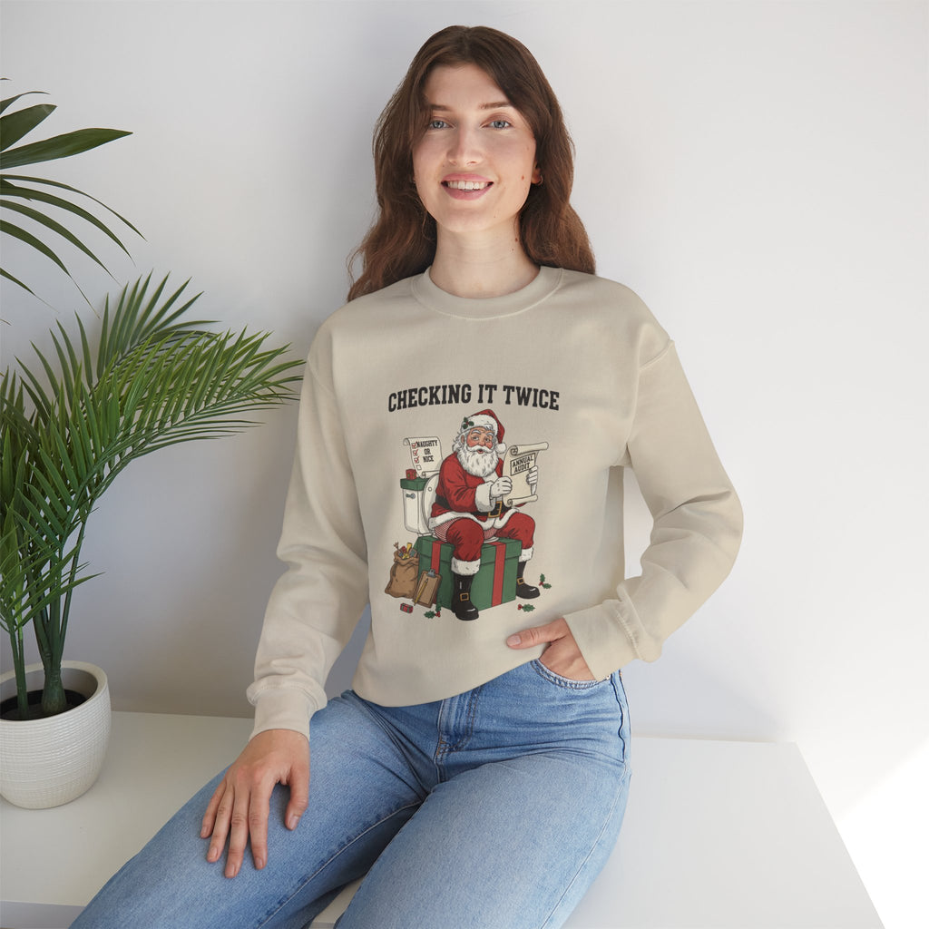 Christmas Sweatshirt - "Checking It Twice" Santa Crewneck