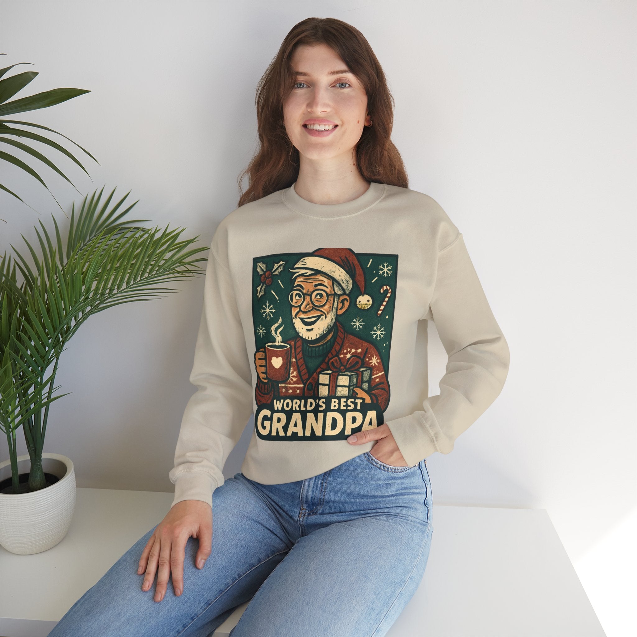 World’s Best Grandpa Christmas Sweatshirt — Cozy Holiday Grandpa Gift