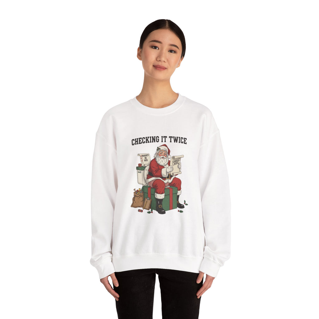 Christmas Sweatshirt - "Checking It Twice" Santa Crewneck