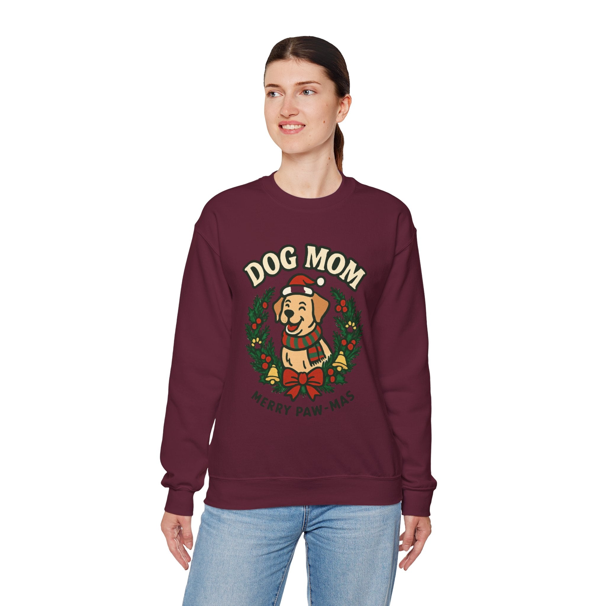 Dog Mom Sweatshirt — Merry Paw-mas Christmas Crewneck