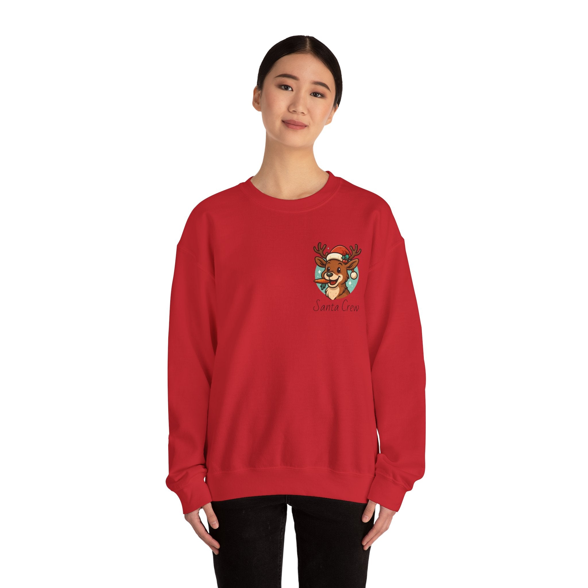 Crewneck Sweatshirt Cute Reindeer 'Santa Squad' Christmas Pullover