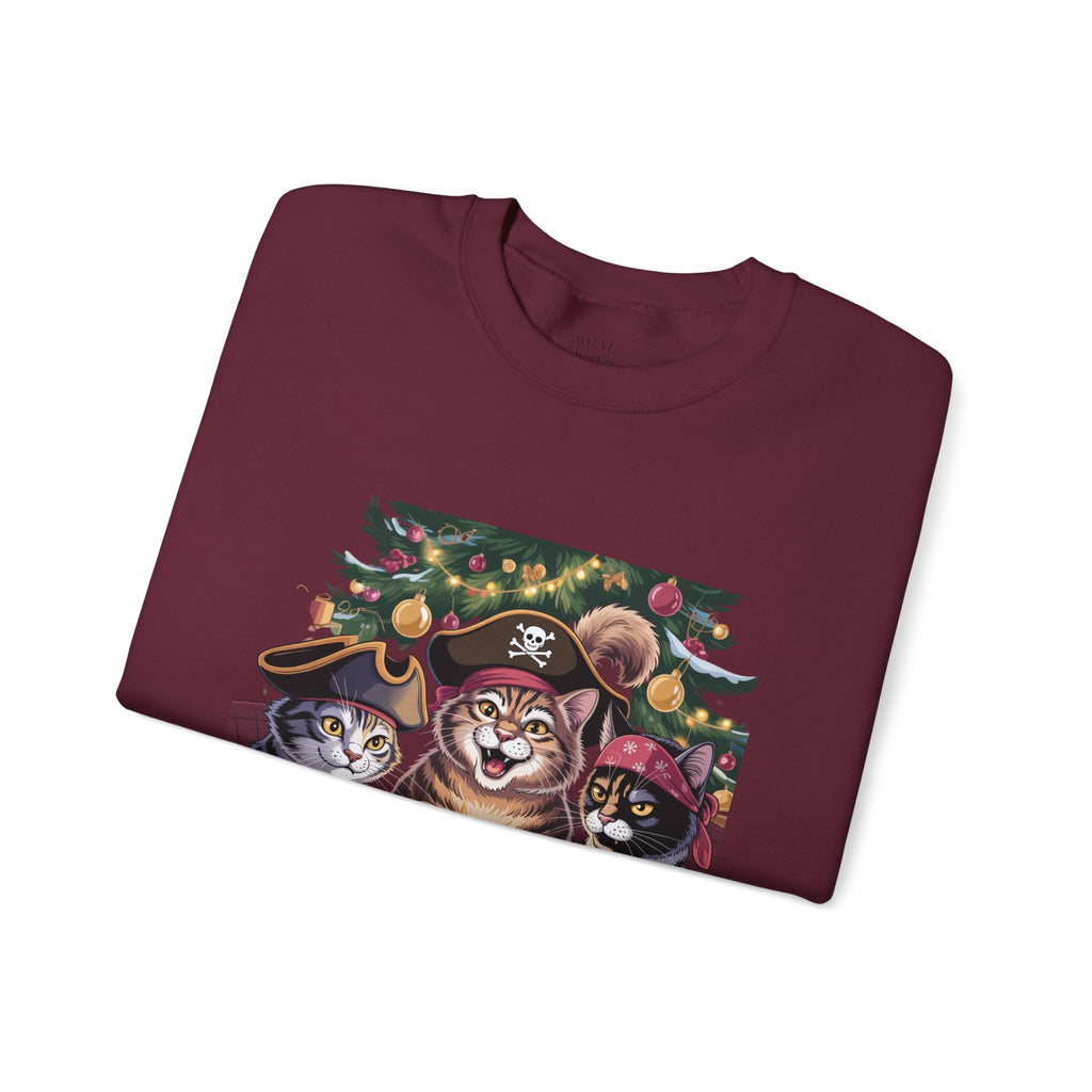 Holiday Pirate Cats Crewneck Sweatshirt – Poker Night at the Christmas Tree