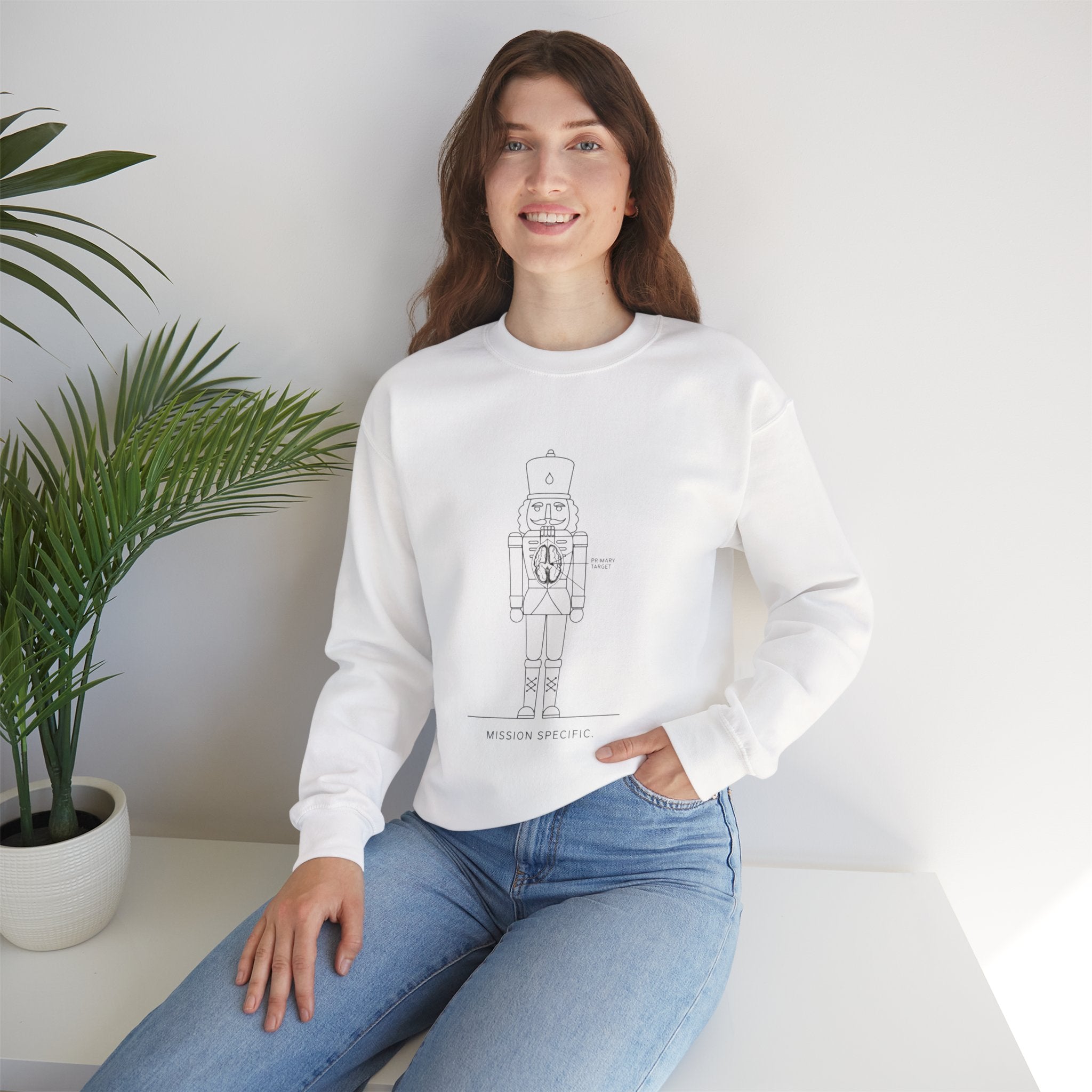 Nutcracker Blueprint Crewneck Sweatshirt — Minimal Holiday Nutcracker Design