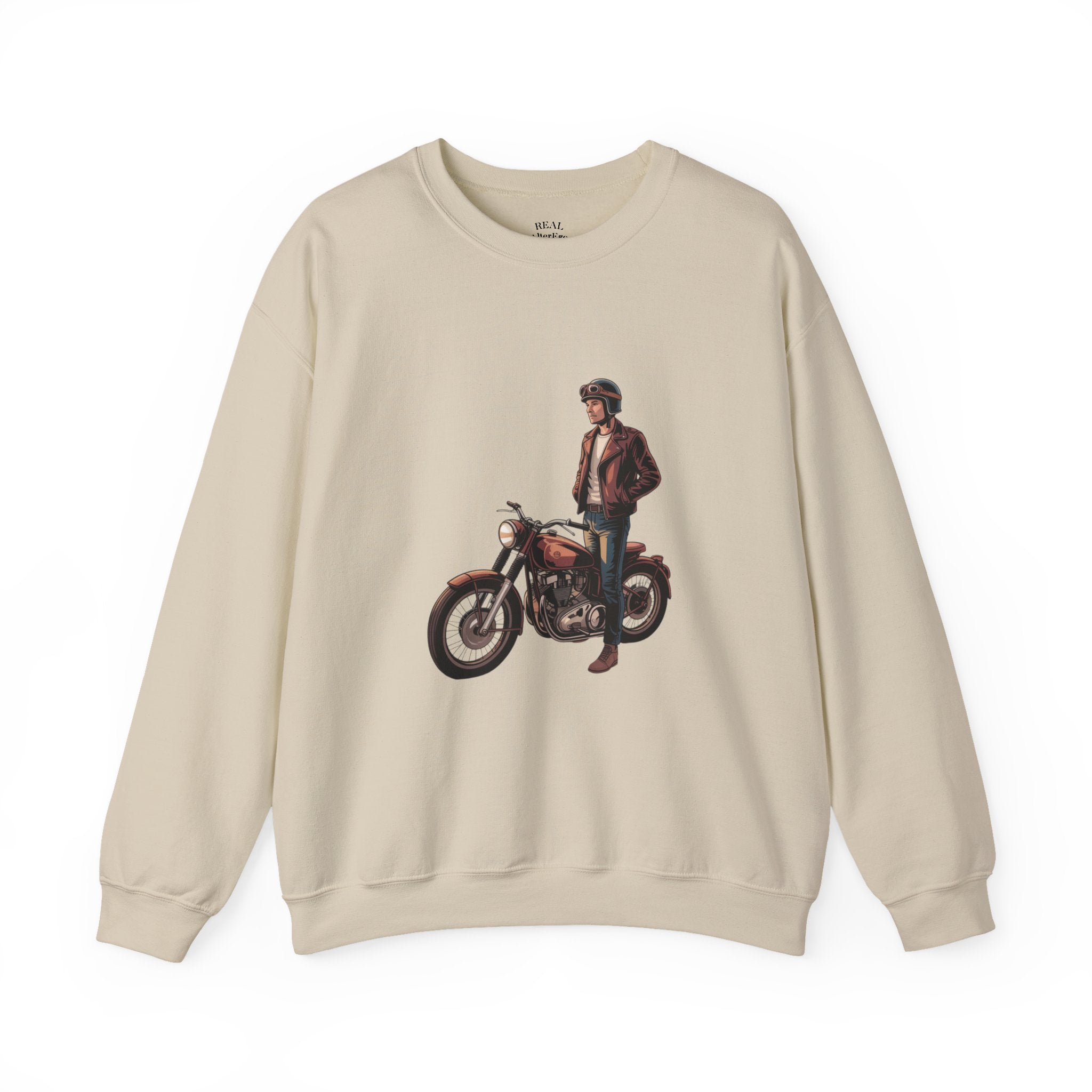 Vintage Motorcycle Rider Crewneck Sweatshirt – Retro Biker Graphic
