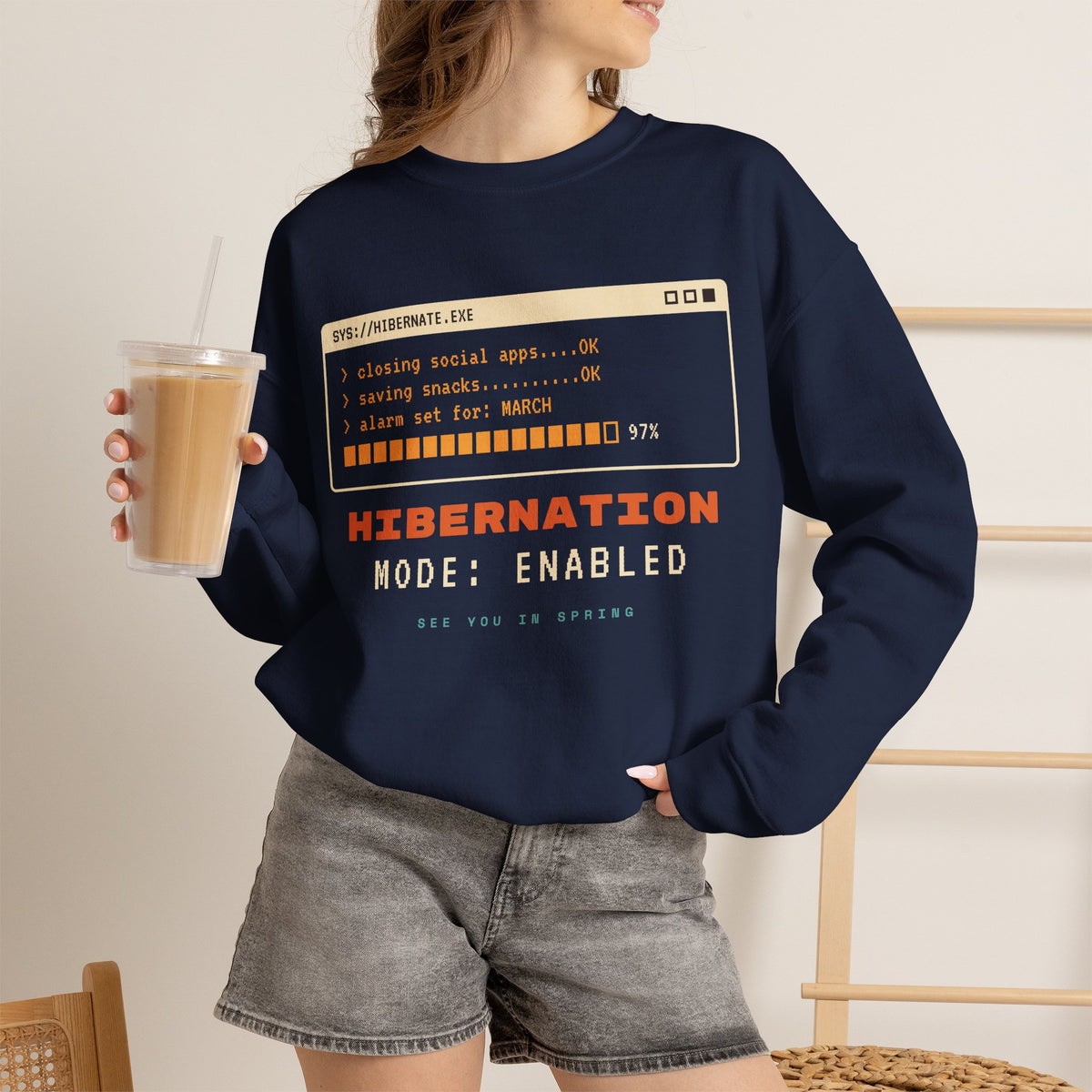 Hibernation Crewneck Sweatshirt - Cozy Winter Sleep Mode Pullover