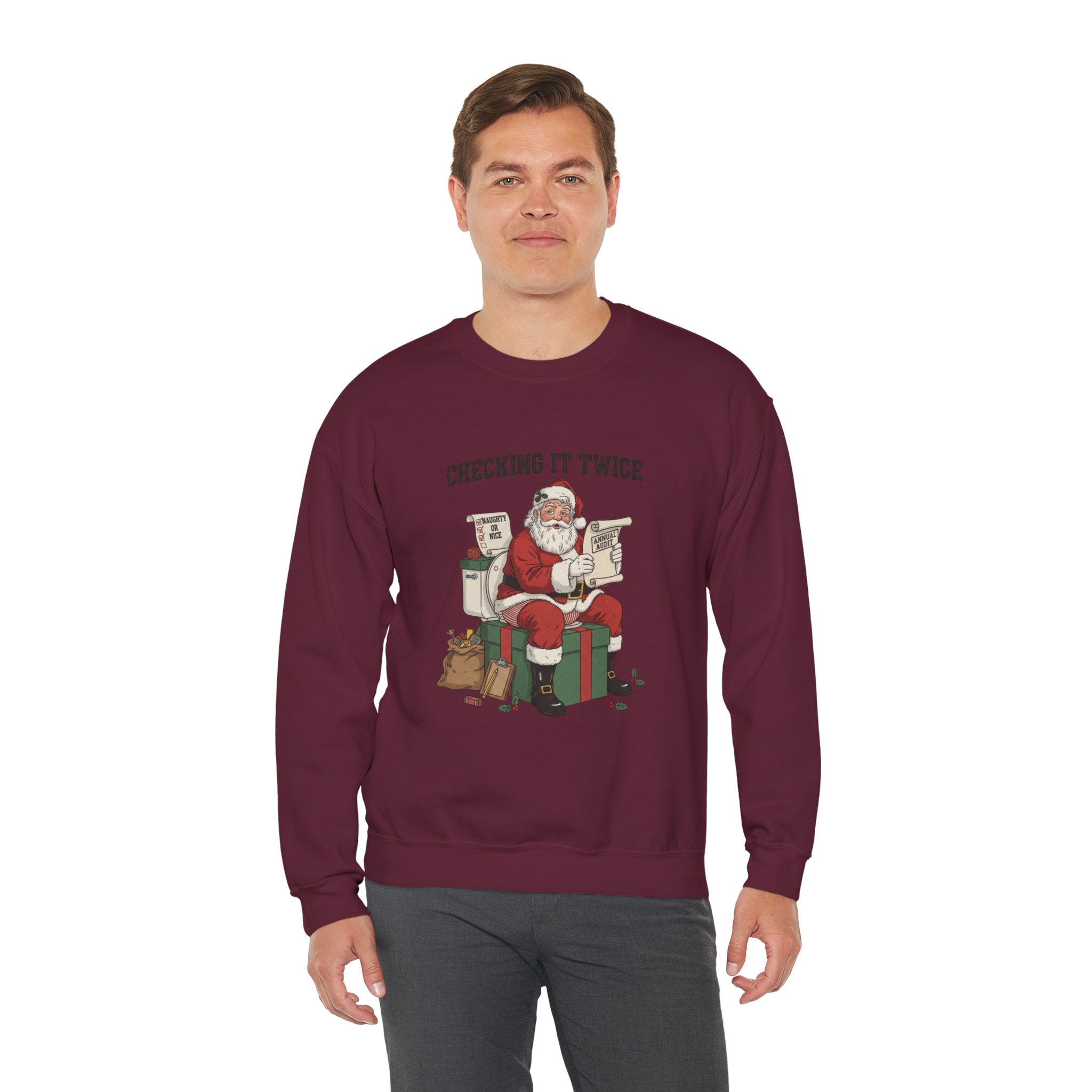 Christmas Sweatshirt - "Checking It Twice" Santa Crewneck