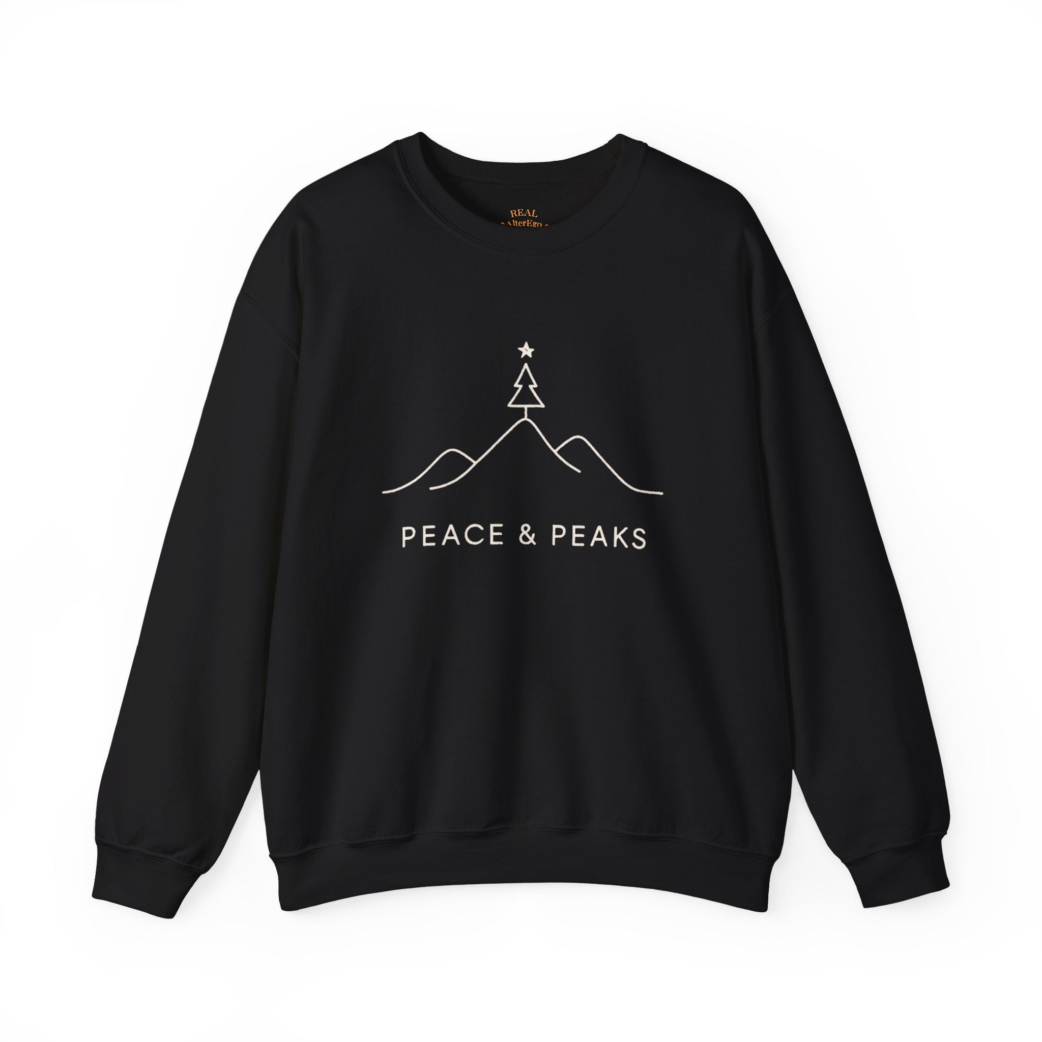 Peace & Peaks Sweatshirt — Minimal Mountain Christmas Crewneck
