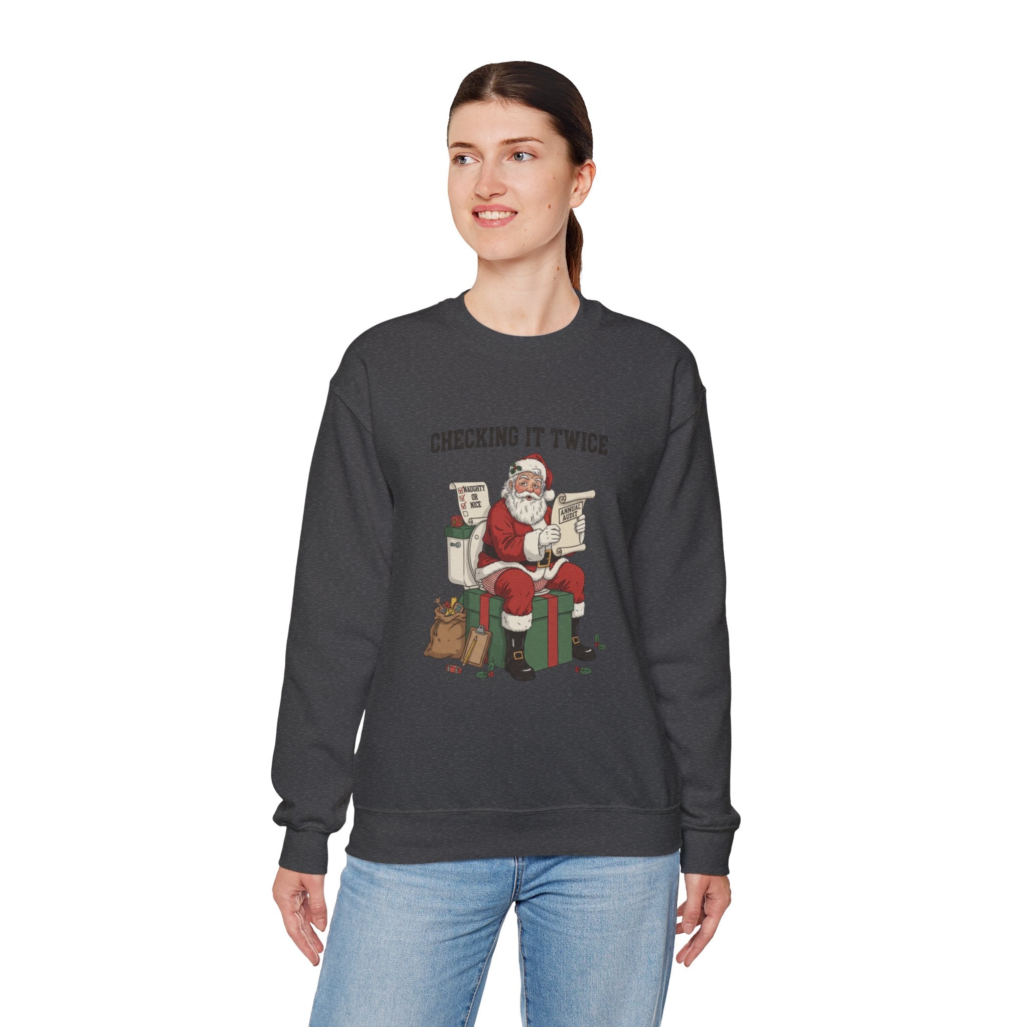Christmas Sweatshirt - "Checking It Twice" Santa Crewneck