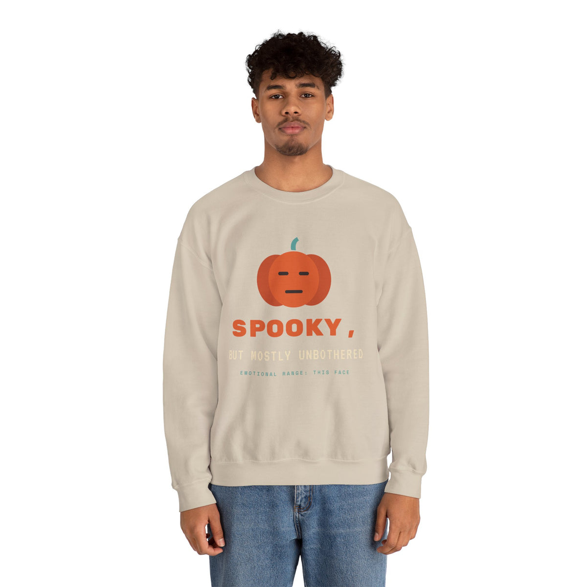 Spooky Pumpkin Crewneck Sweatshirt - Cute Minimal Halloween Pullover