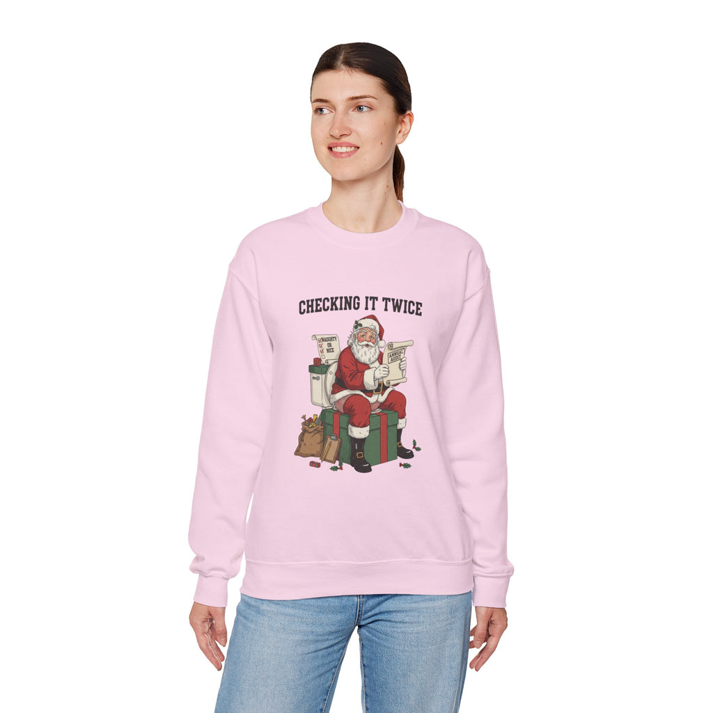Christmas Sweatshirt - "Checking It Twice" Santa Crewneck