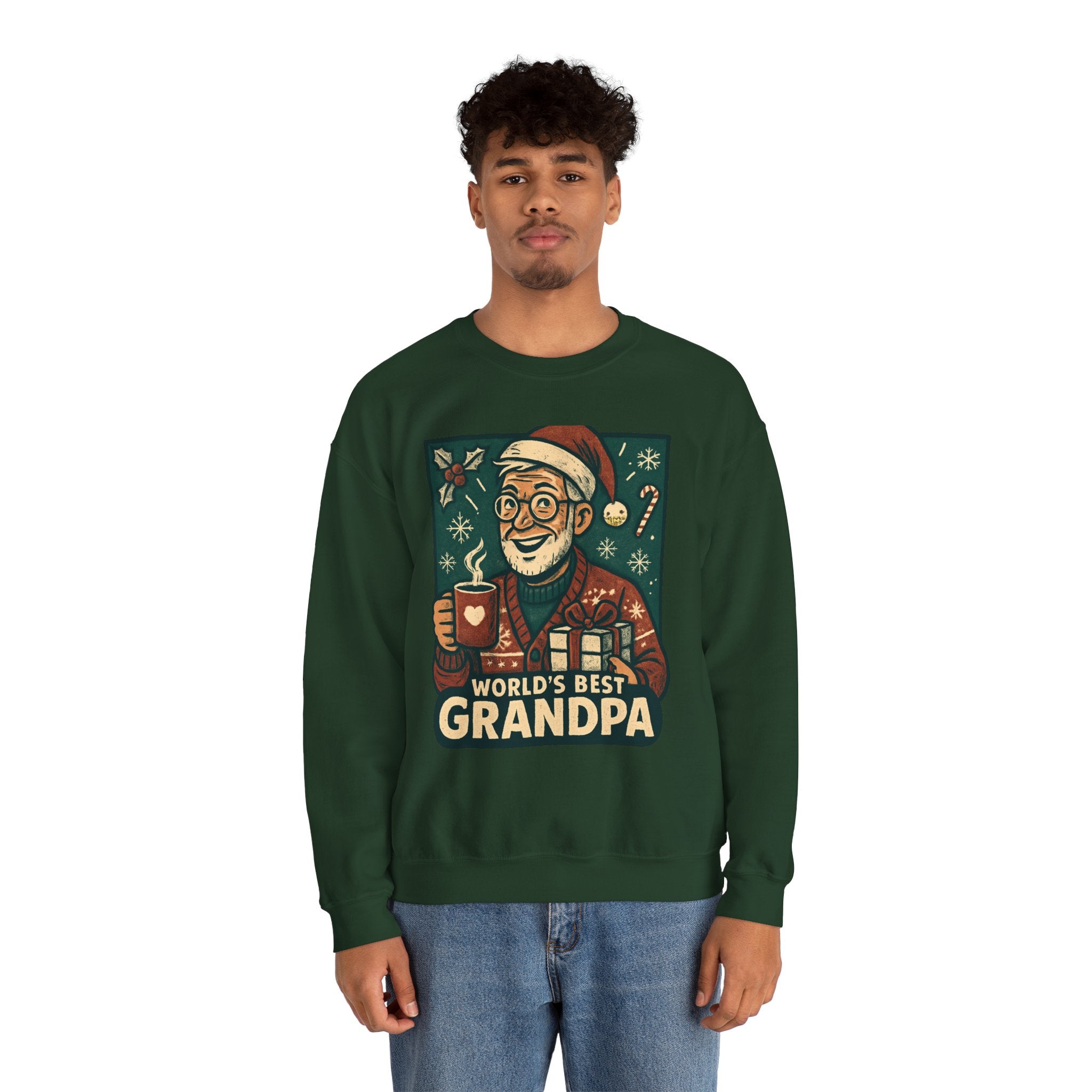 World’s Best Grandpa Christmas Sweatshirt — Cozy Holiday Grandpa Gift