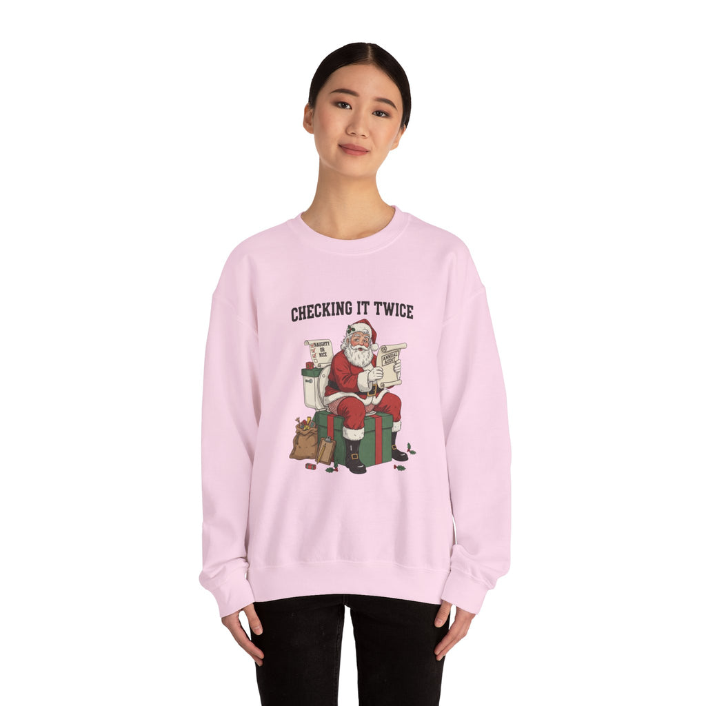 Christmas Sweatshirt - "Checking It Twice" Santa Crewneck