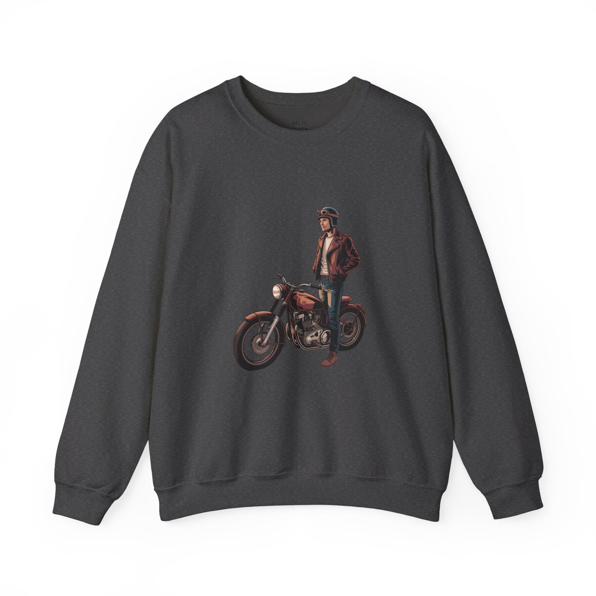 Vintage Motorcycle Rider Crewneck Sweatshirt – Retro Biker Graphic
