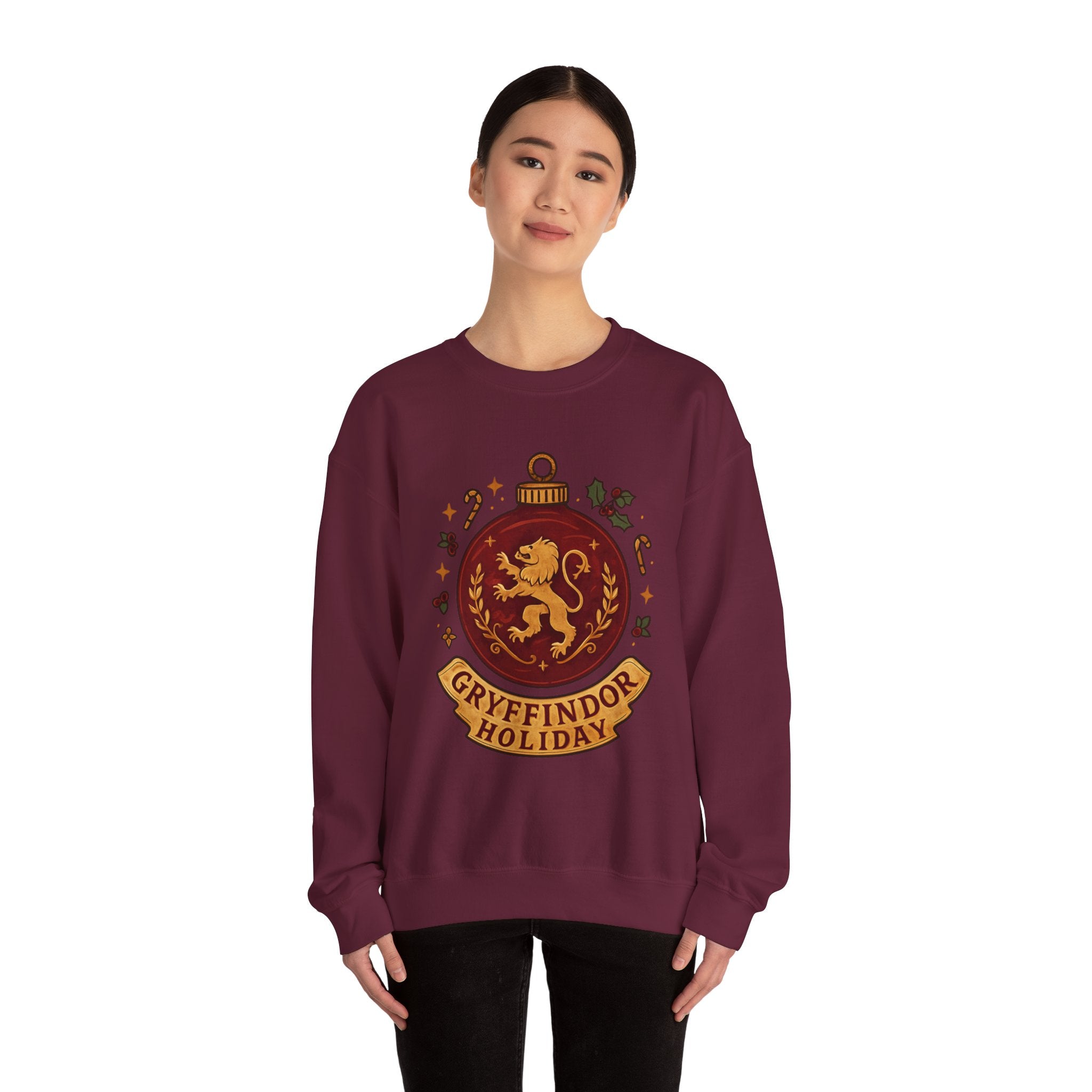 Gryffindor Holiday Sweatshirt — Festive Hogwarts Lion Crewneck