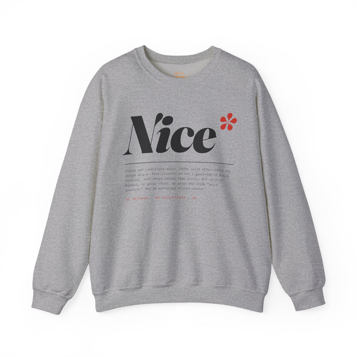 Nice Graphic Crewneck Sweatshirt - Minimal Text Logo Pullover