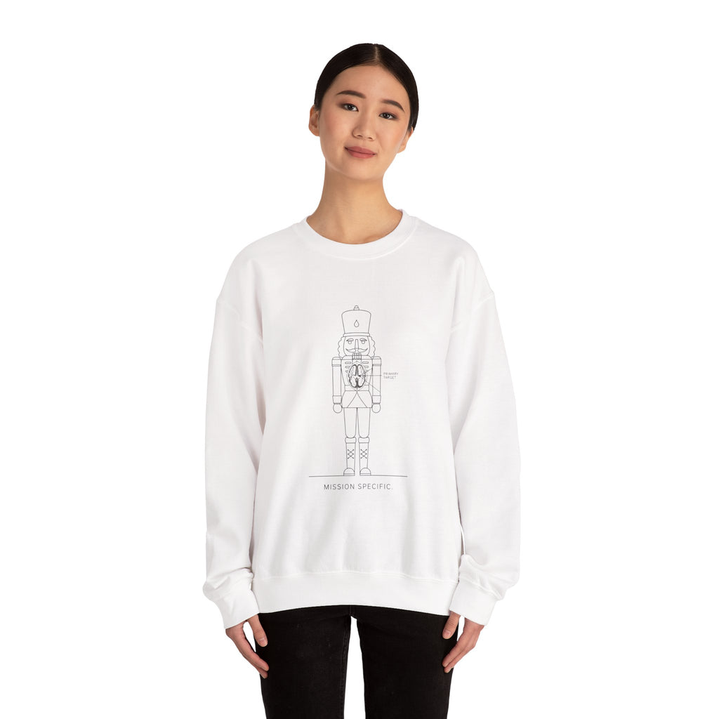 Nutcracker Blueprint Crewneck Sweatshirt — Minimal Holiday Nutcracker Design