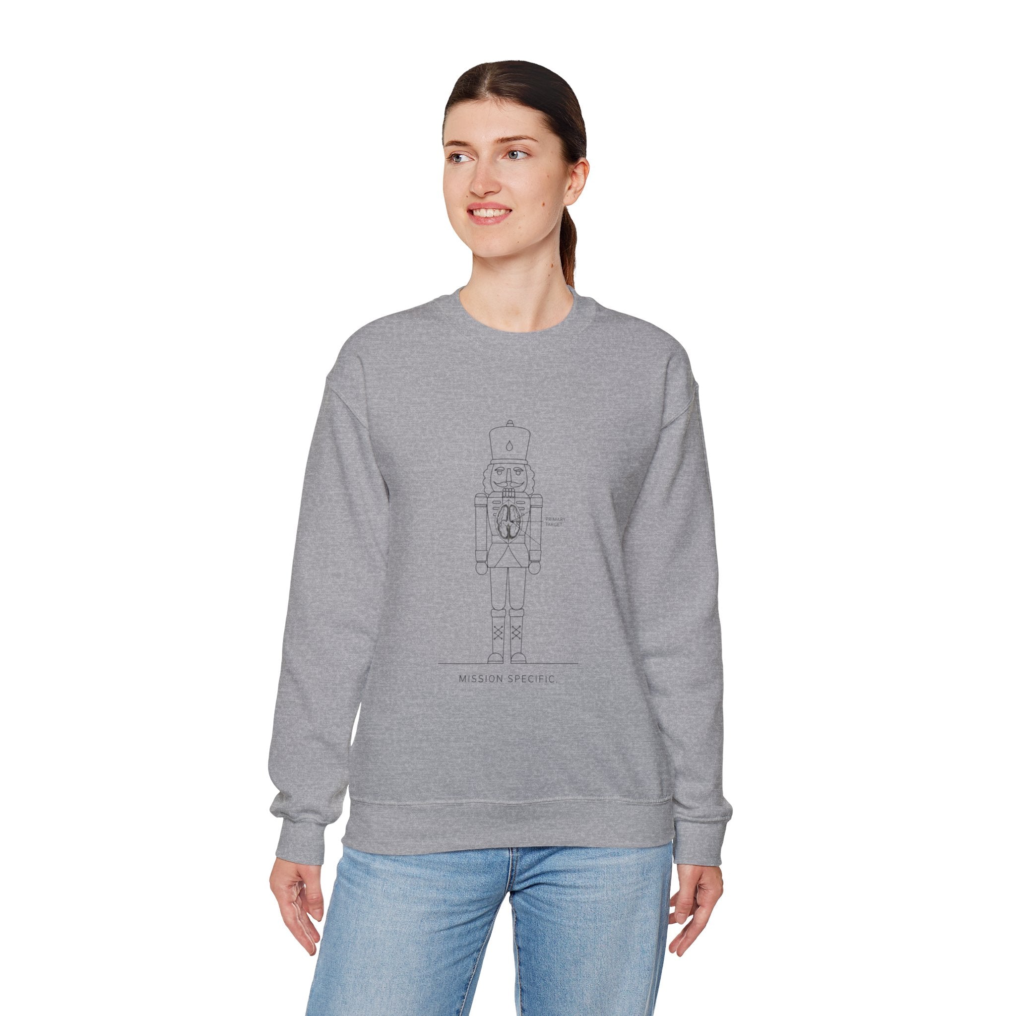 Nutcracker Blueprint Crewneck Sweatshirt — Minimal Holiday Nutcracker Design
