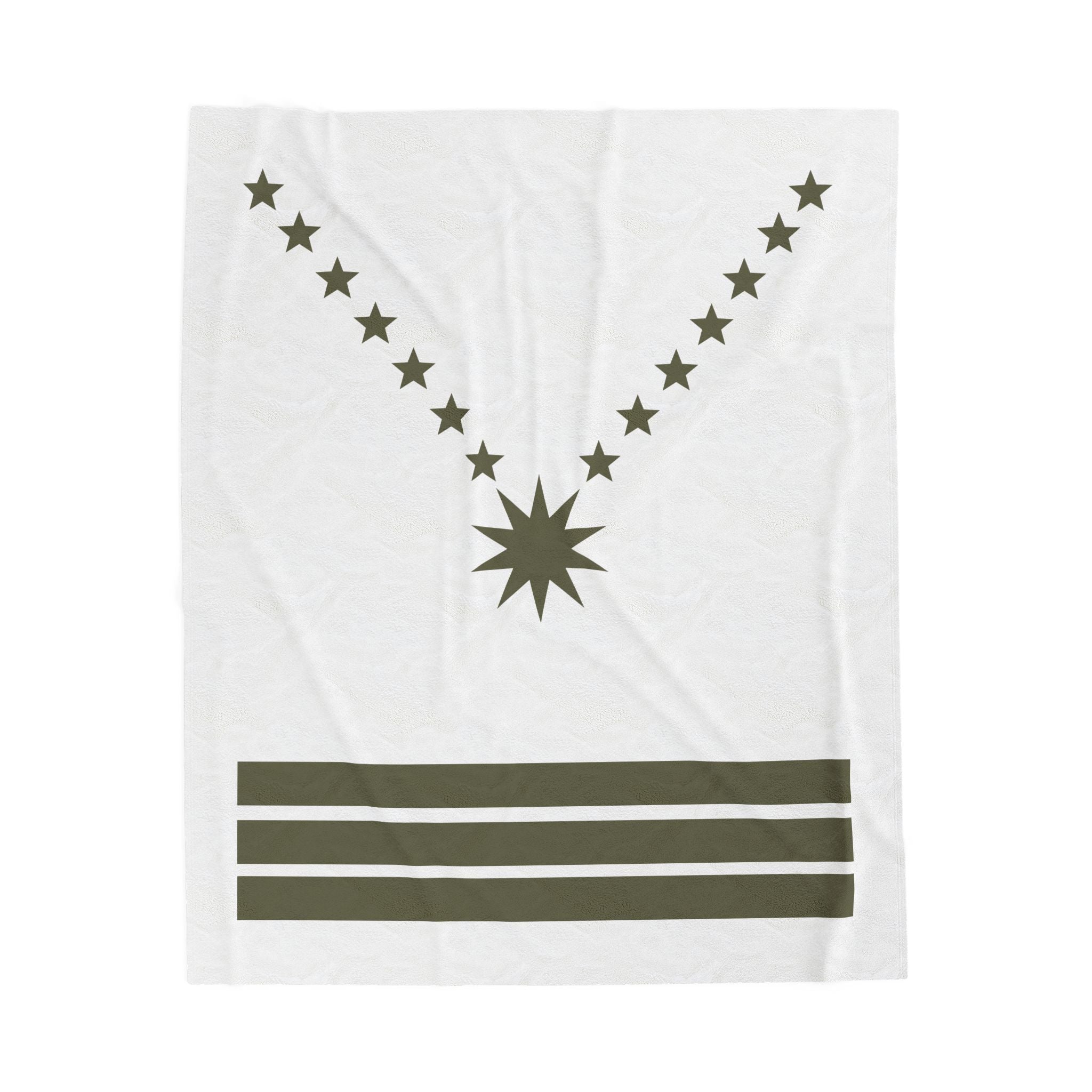 Velveteen Plush Blanket — Olive Starburst & Stripes Cozy Throw