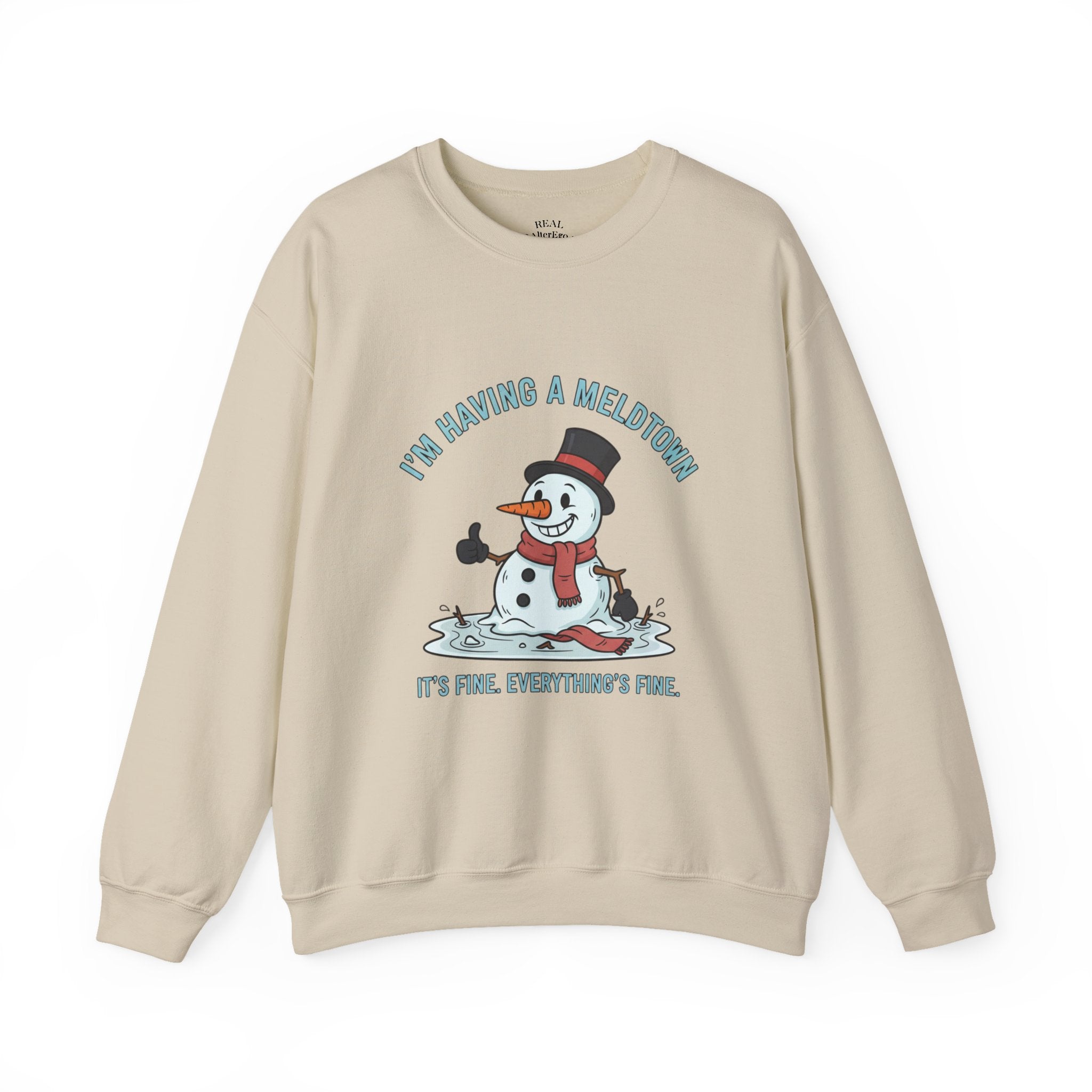 Melted Snowman Crewneck Sweatshirt  "I'm Having a Meltdown" Funny Holiday Sweater