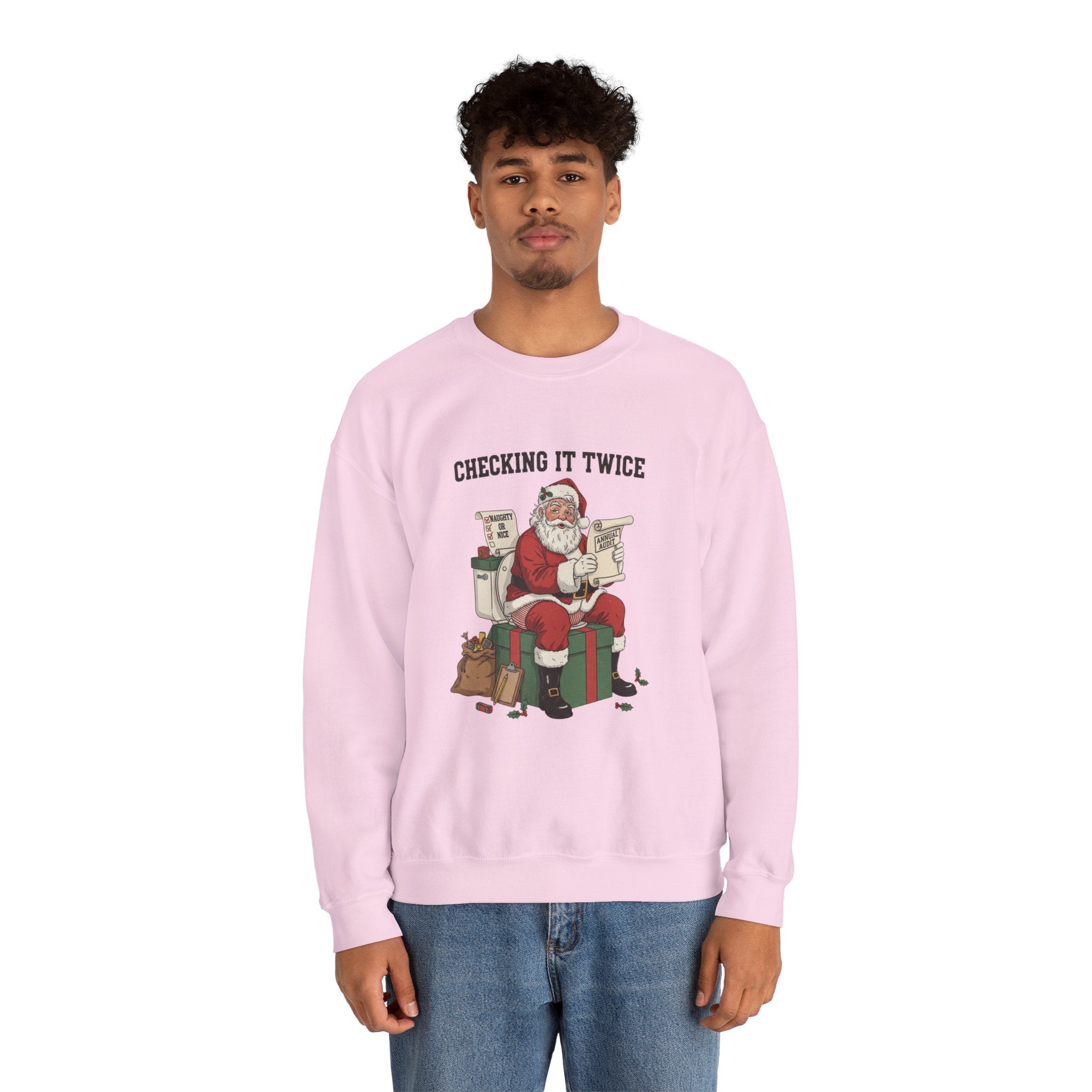 Christmas Sweatshirt - "Checking It Twice" Santa Crewneck