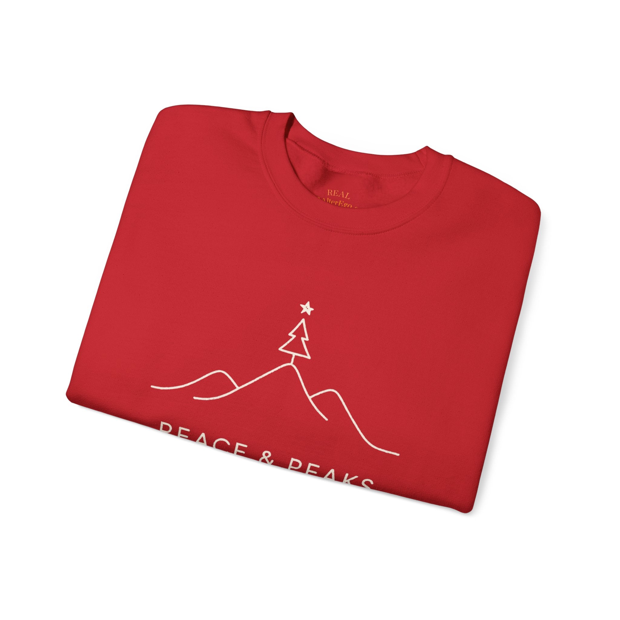 Peace & Peaks Sweatshirt — Minimal Mountain Christmas Crewneck