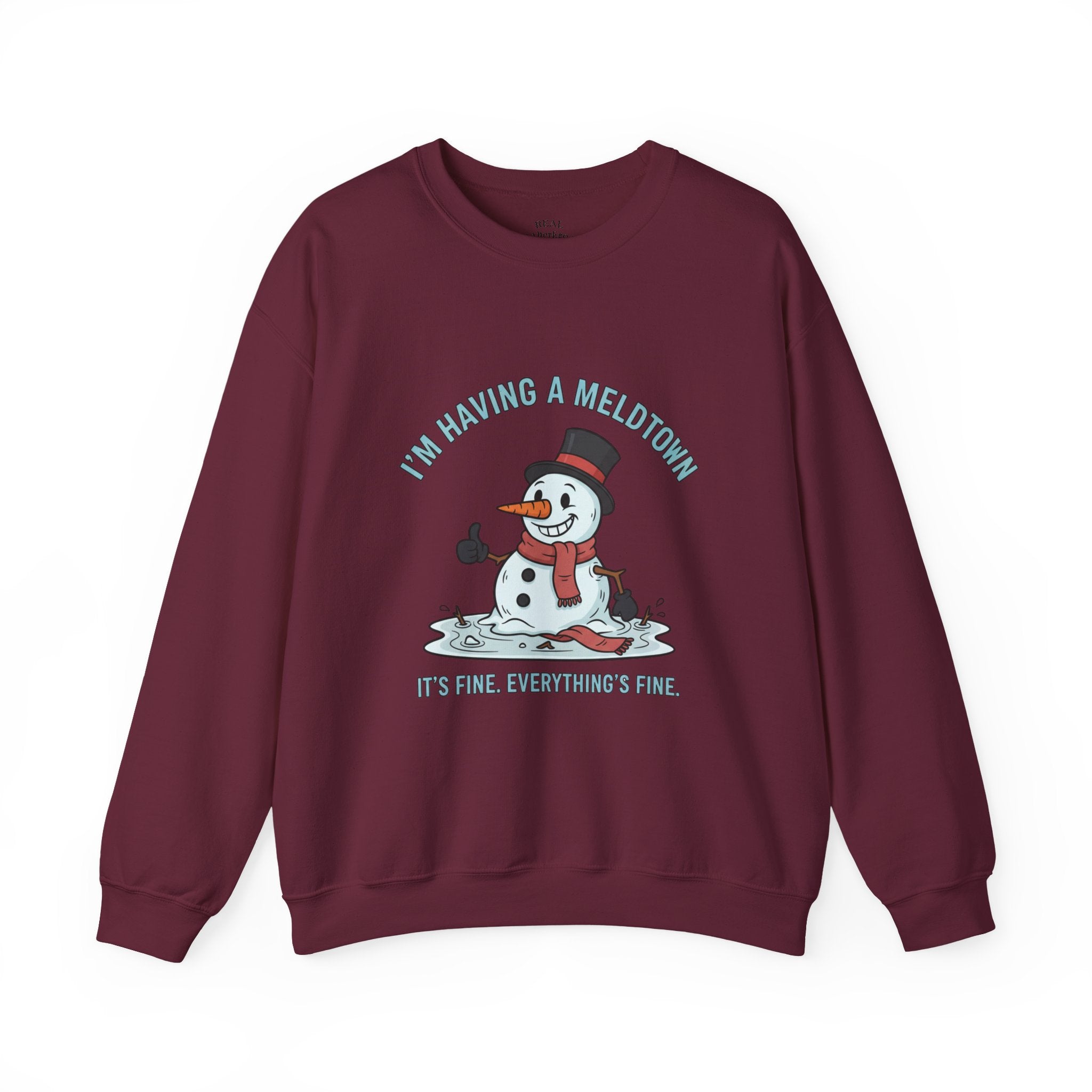 Melted Snowman Crewneck Sweatshirt  "I'm Having a Meltdown" Funny Holiday Sweater