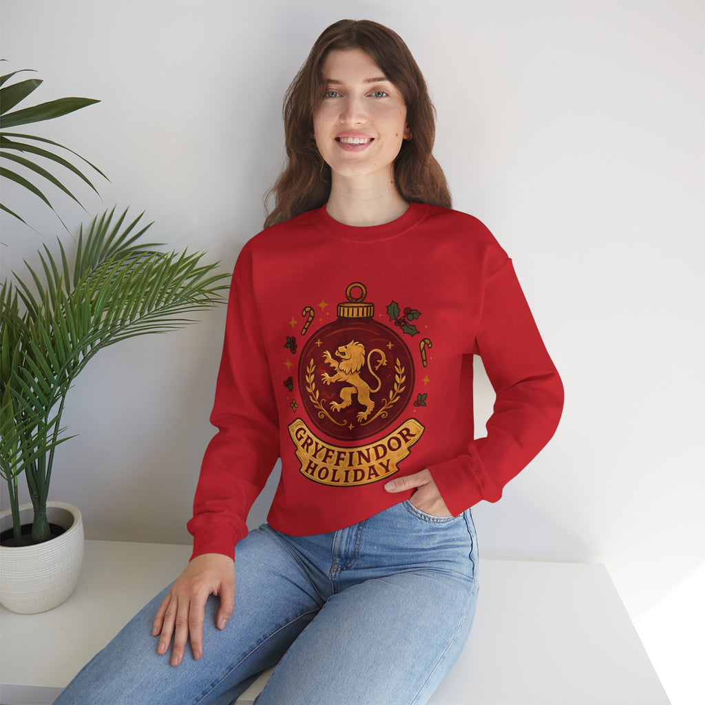 Gryffindor Holiday Sweatshirt — Festive Hogwarts Lion Crewneck