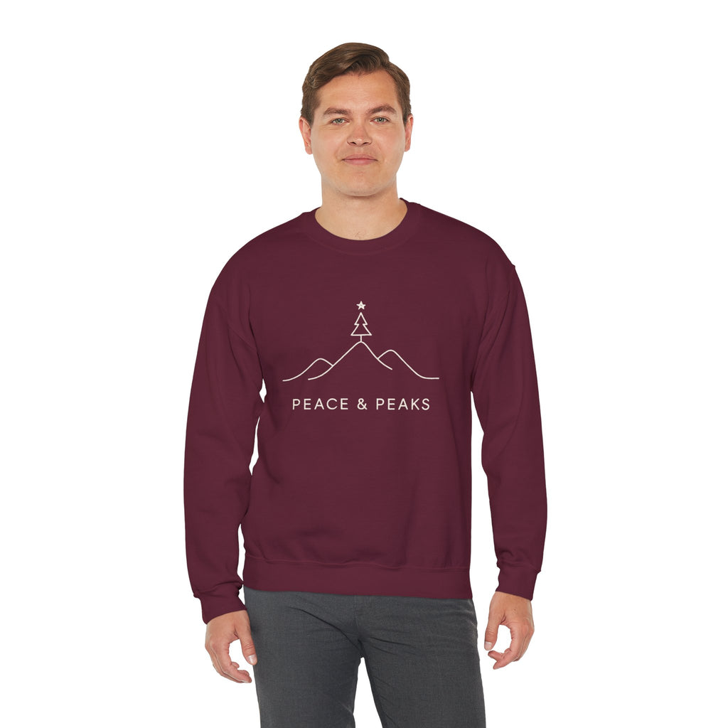 Peace & Peaks Sweatshirt — Minimal Mountain Christmas Crewneck